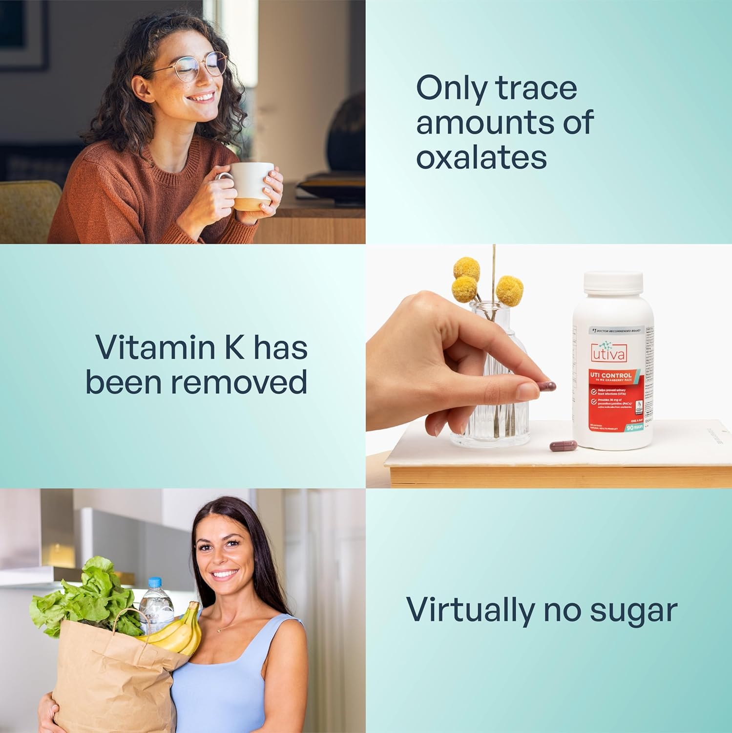 Szio+ Utiva Cranberry PACs – Clinically Studied Ingredients 36mg PACs Extract - UTI Prevention for Women - Urinary Tract Health – Cranberry Supplement Pills for Bladder Health, 30 Vegi Capsules