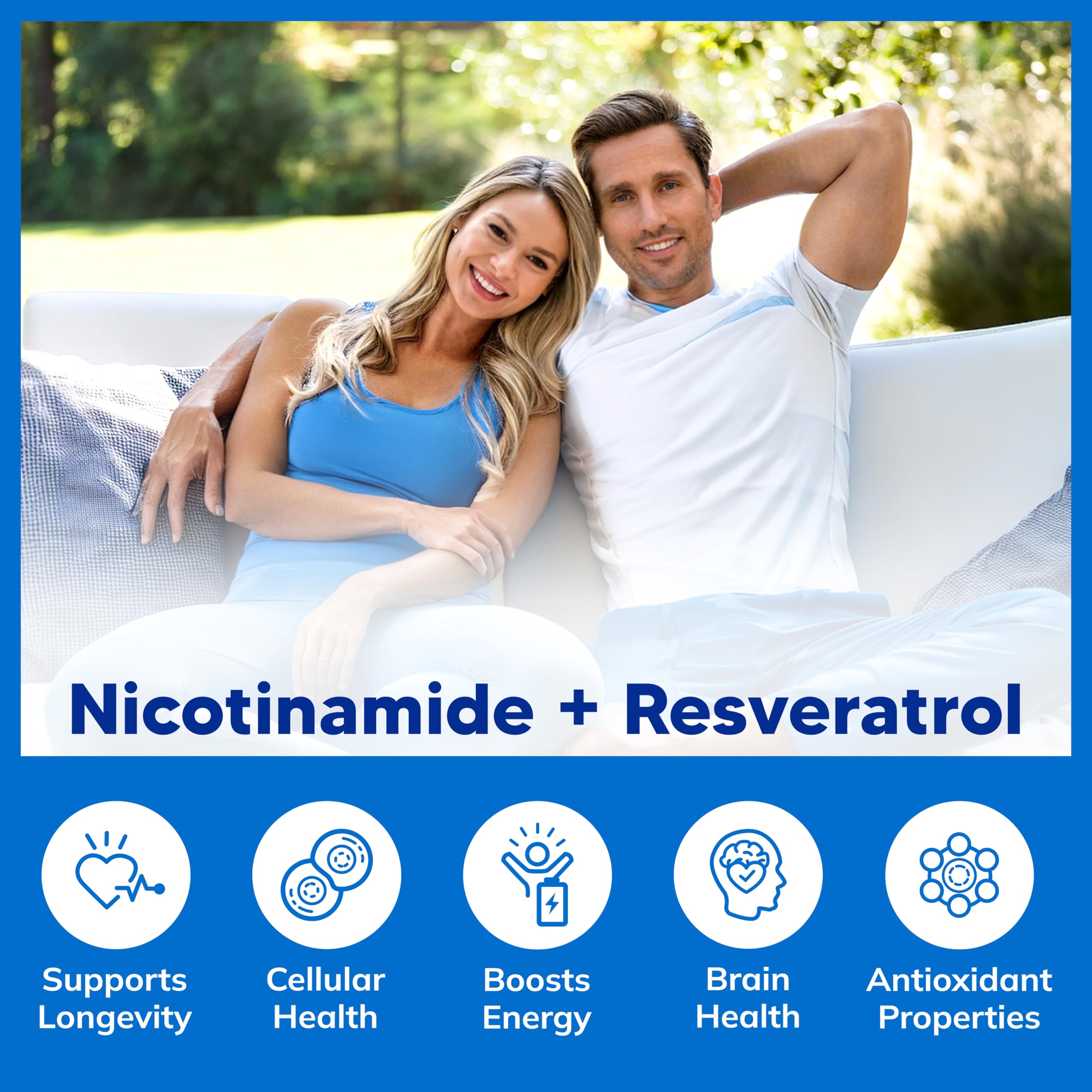aSquared Nutrition Nicotinamide with Resveratrol - 120 Veggie Capsules - Vitamin B3 500mg (Niacinamide Flush Free) - Supplement Pills to Support NAD, Skin Cell Health & Energy