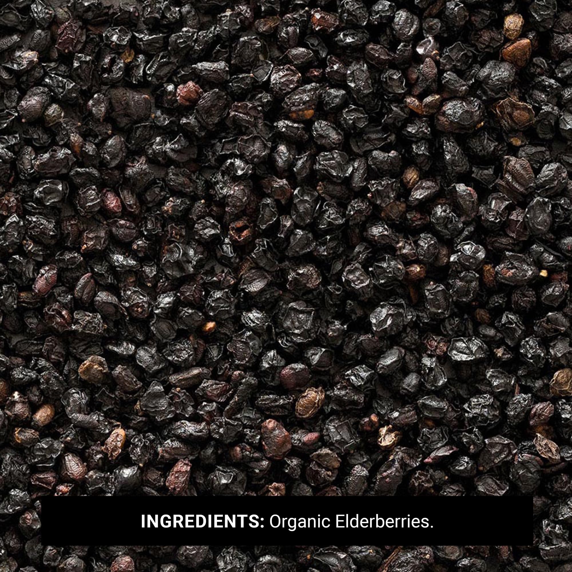 Frontier Co-op Organic Dried Elderberries, European Whole - Non-GMO Elderberry Berries Dried - For Tea, Immune Support - Kosher | 16 Ounce (Pack of 1)