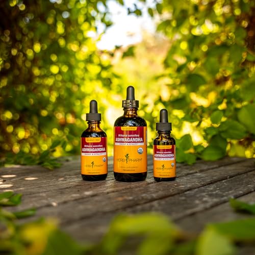 Herb Pharm Ashwagandha, Alcohol Free: Organic Liquid Extract | Traditional Stress Support Supplement, Vegan Ashwagandha Root Glycerite, Adaptogen Extract for Adults | Up to 12 Week Supply, 4 oz* 