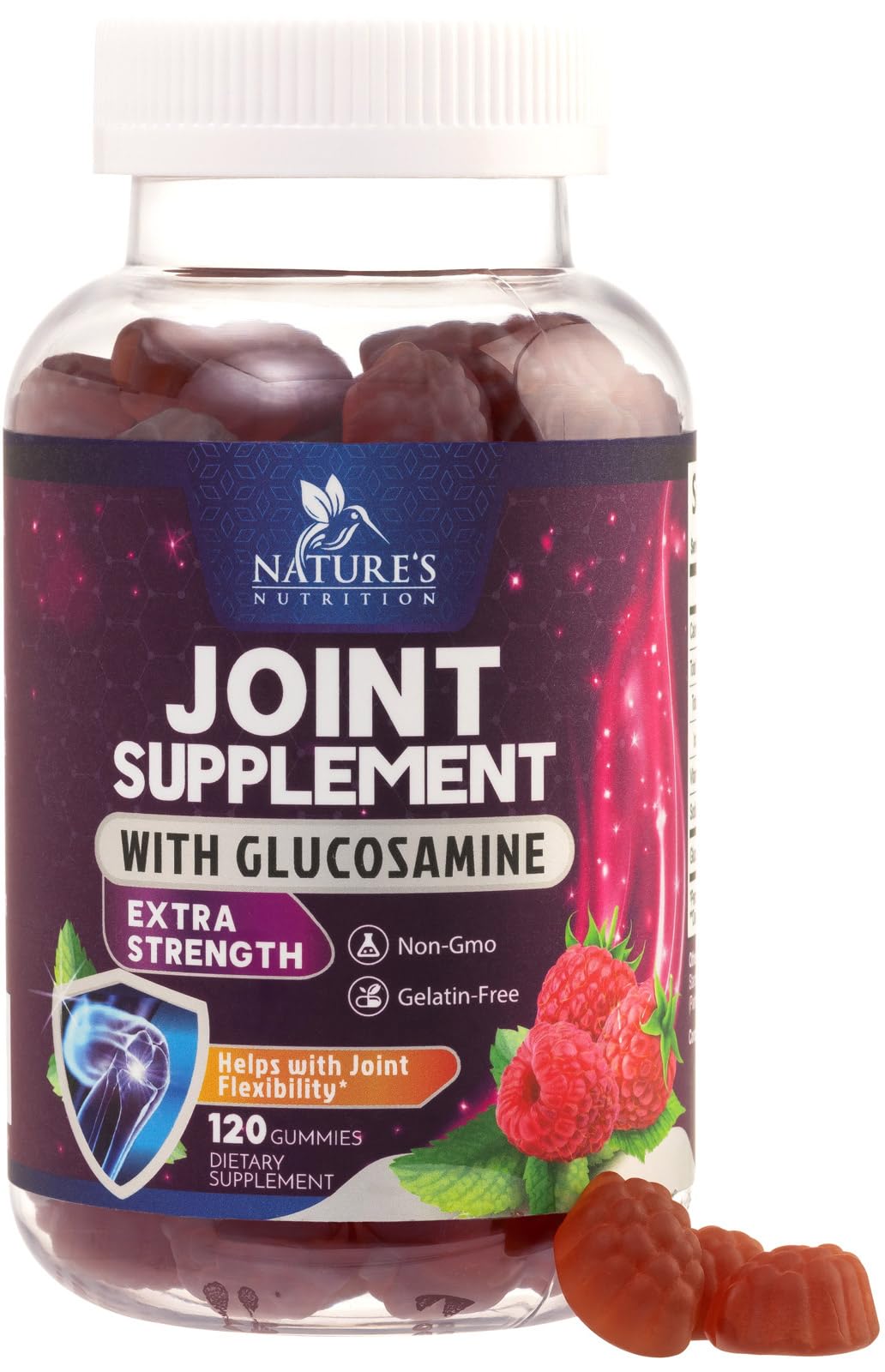 Joint Support Gummies - Glucosamine Plus Vitamin E Nature's Joint Support Supplement for Occasional Discomfort for Back, Knees & Hands - Cartilage & Joint Health & Flexibility Support - 120 Gummies