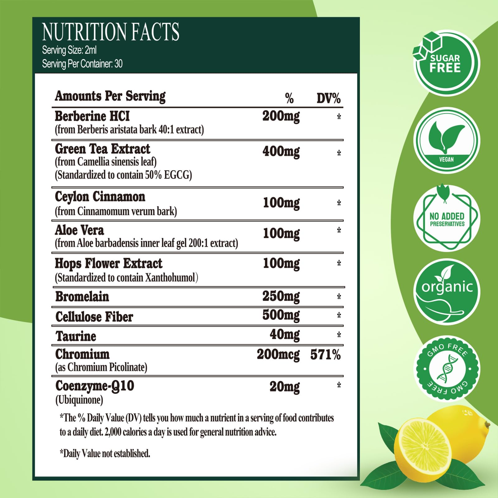 GLP-1 Support Liquid Drops, 10-in-1 Formula with Berberine, Ceylon Cinnamon, Prebiotic Fiber & Green Tea Extract | Support Healthy Metabolism, Digestive & Gut Health for Women & Men | Vegan, Non-GMO