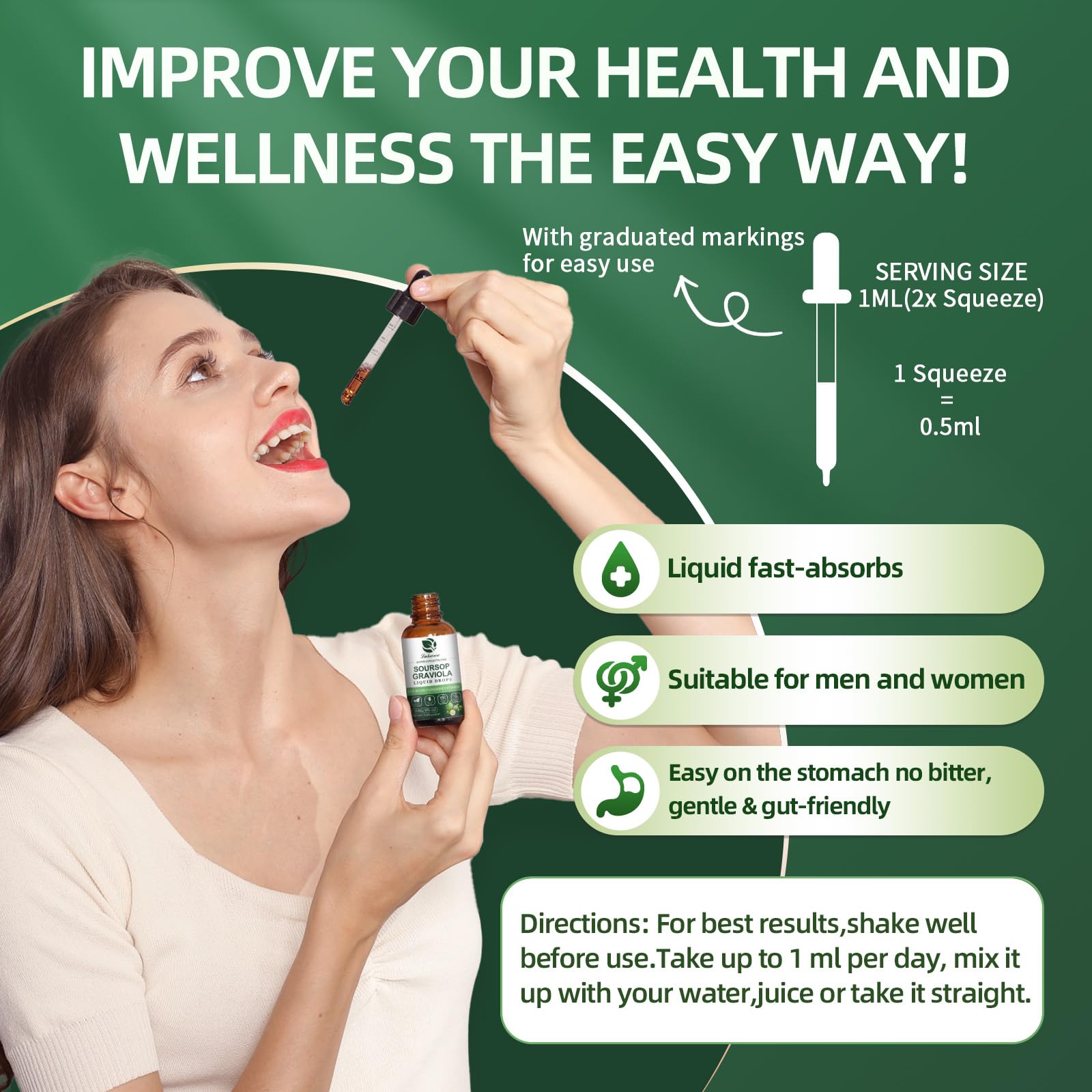 (2 Pack) Soursop Graviola Leaf Extract Liquid Drop Plus Pure Botanical Sea Moss for Cell Support & Regeneration, Immunity and Gut Health, Soursop Bitters Liquid丨Full Texture, Natural Flavor, 1 Fl Oz