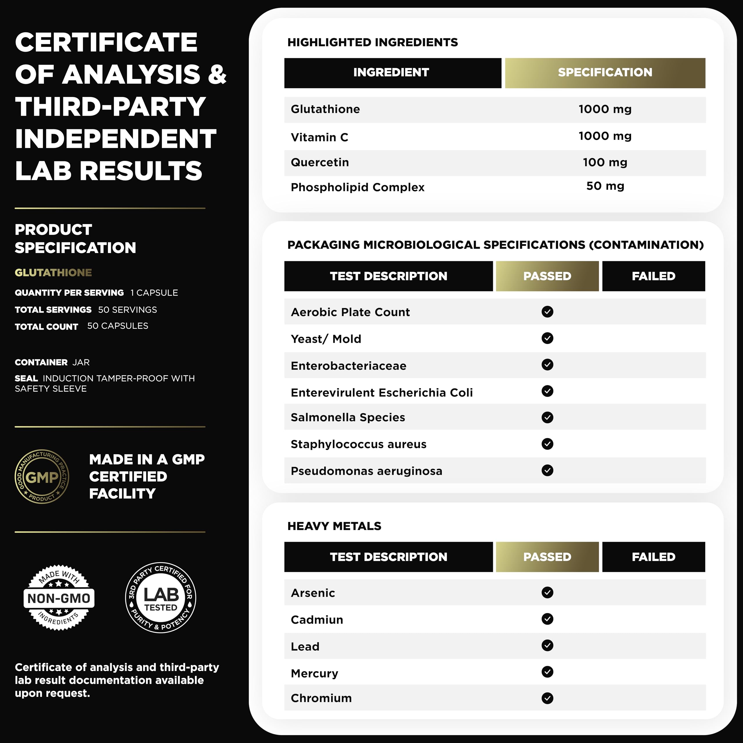 2150mg Super Liposomal Glutathione Supplement w. Vitamin C, Quercetin & Pure L Glutathione 2000mg Triple Action Formula Glutathione Liposomal Supplement w. Phospholipid Layer - 90 Pills, Non-GMO