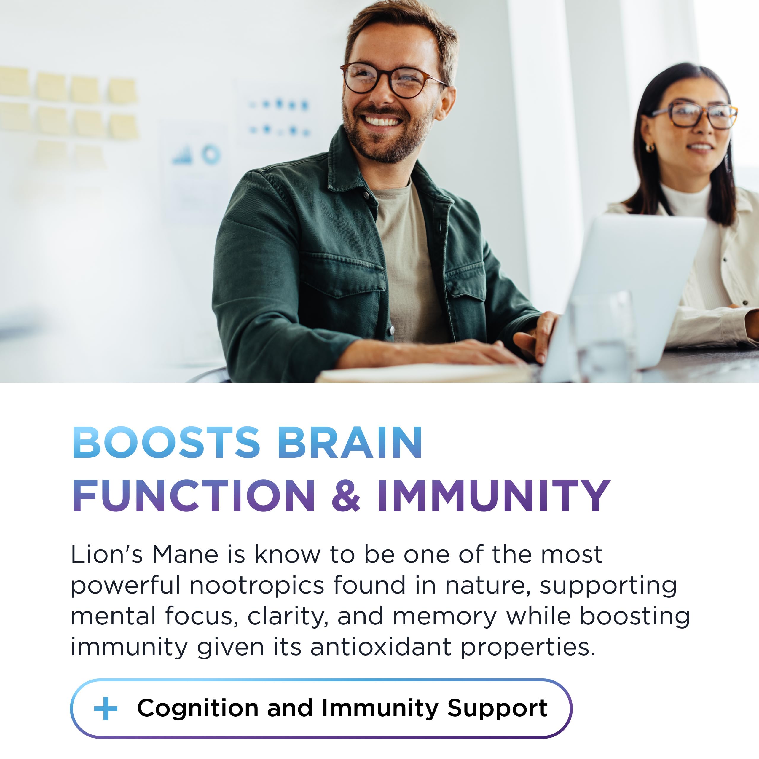 Organic Lions Mane Mushroom Supplement for Mental Clarity, Focus & Immune Support - Organic Brain Boosting Nootropic Lions Mane Mushroom Capsules with 100% Organic Lions Mane Extract, 60 Servings