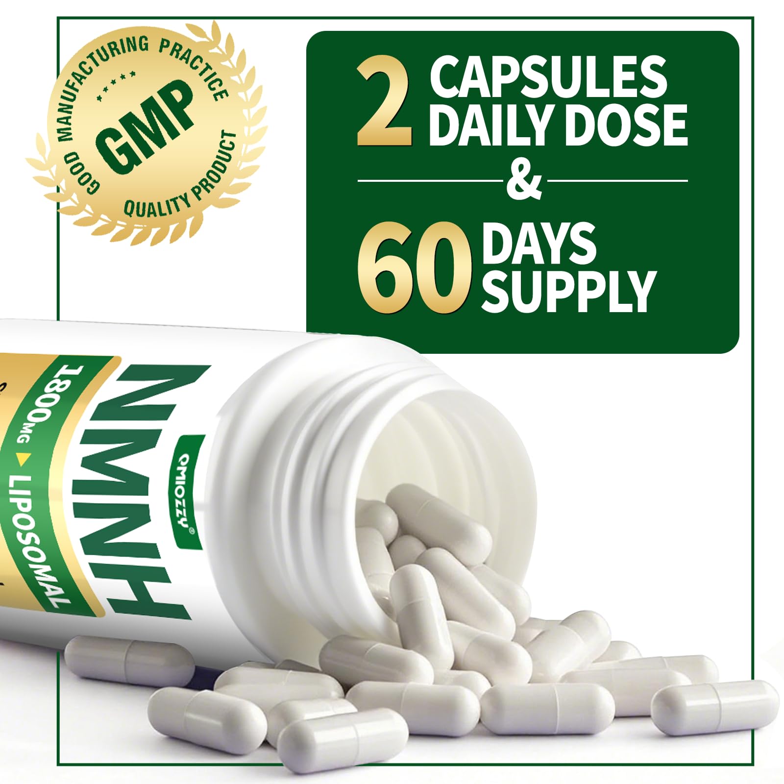 NMNH Supplement 1000mg - Nicotinamide Mononucleotide Alternative, Boost NAD+ with Liposomal Resveratrol & Nicotinamide Riboside NR, for Healthy Cellular, Aging, Energy, 120 Vegan Non-GMO Capsules