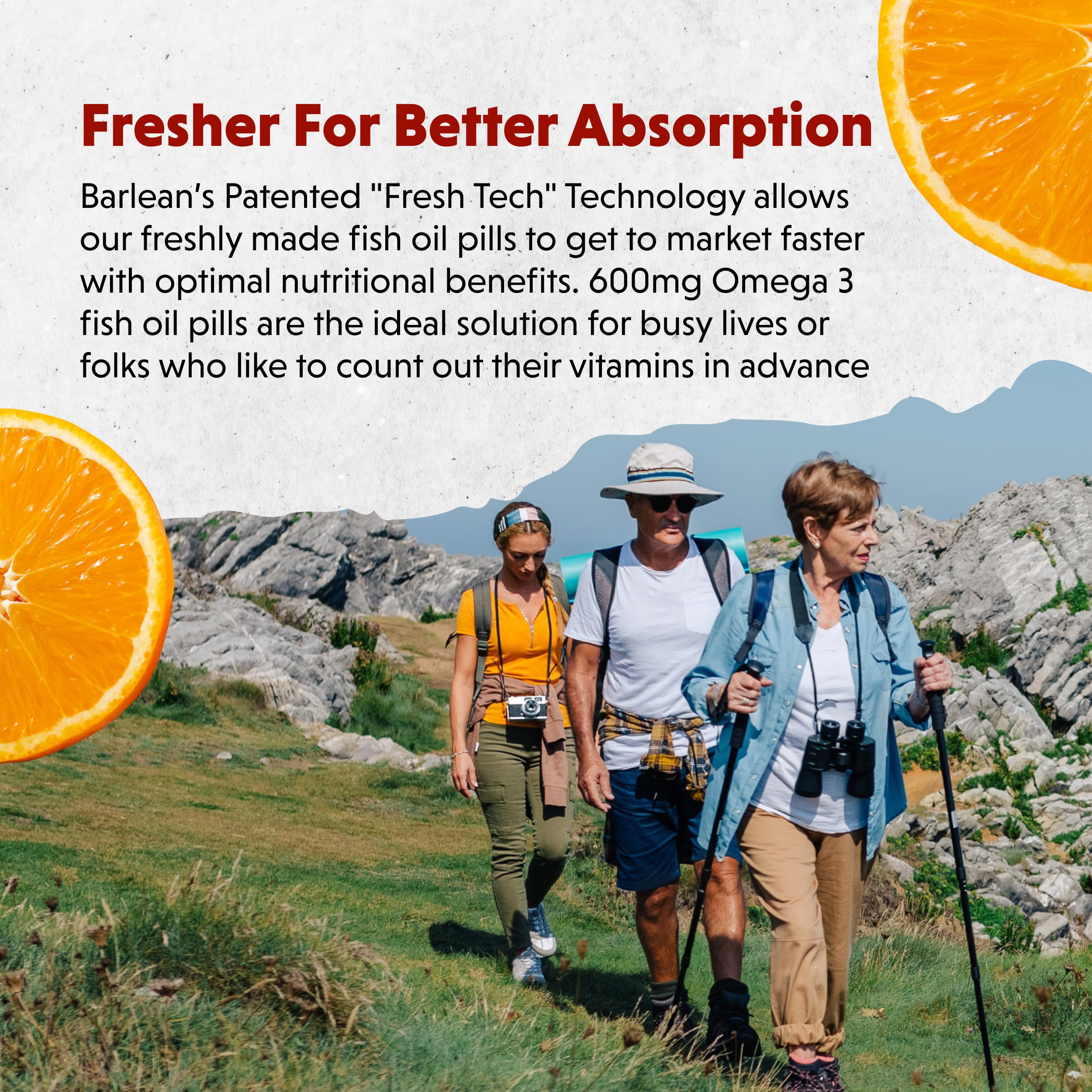 Barlean's Omega 3 Fish Oil Supplements, 600mg Fish Oil Pills with EPA & DHA, Softgels for Joint, Brain, & Heart Health, Orange Flavored, 250 Count