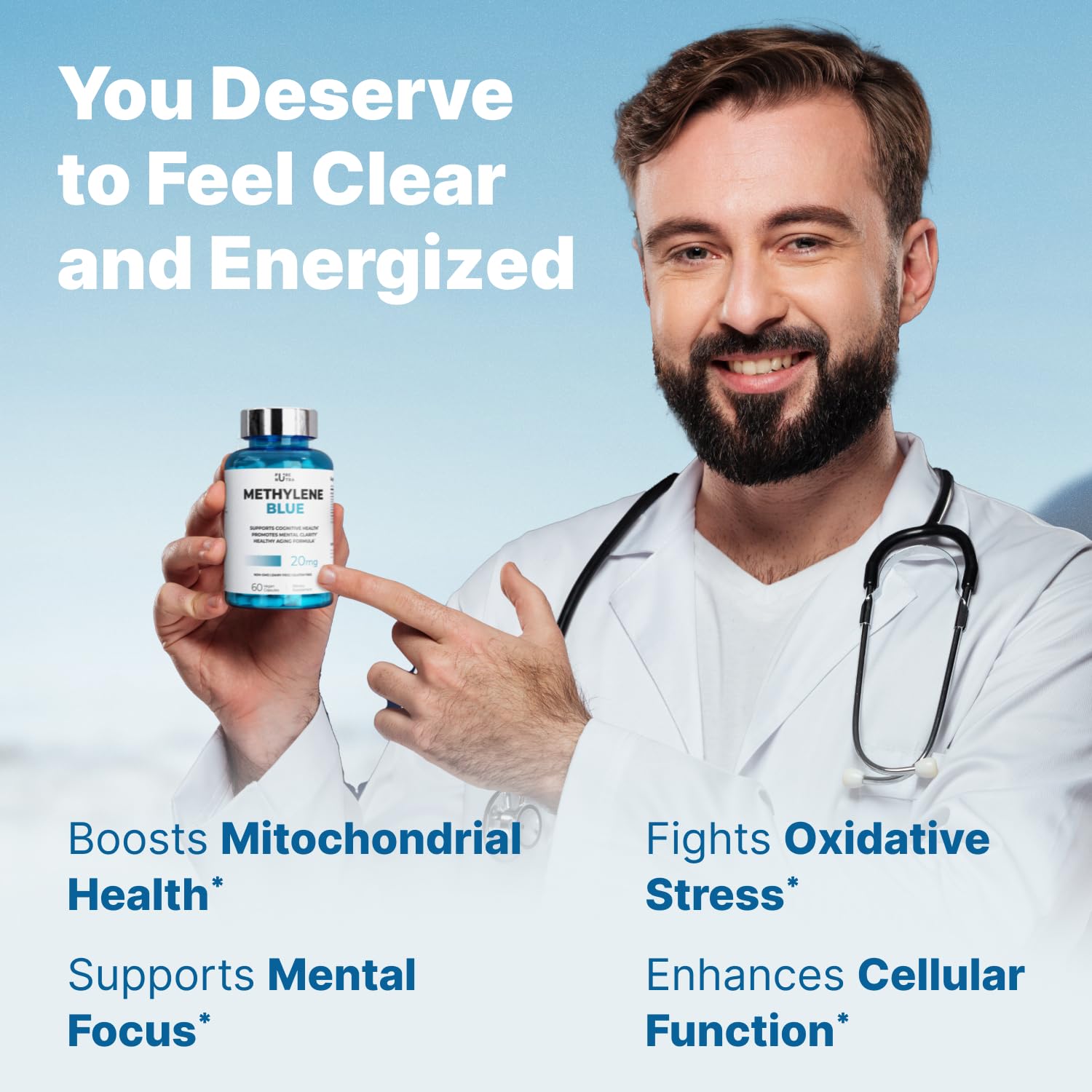 Ultimate Methylene Blue Pharmaceutical Grade 20mg (USP) Methylene Blue Capsules for Humans | Memory Supplement and Brain Booster Supplement | Focus Fuel and Memory Vitamins Energy Pills | 60 Servings