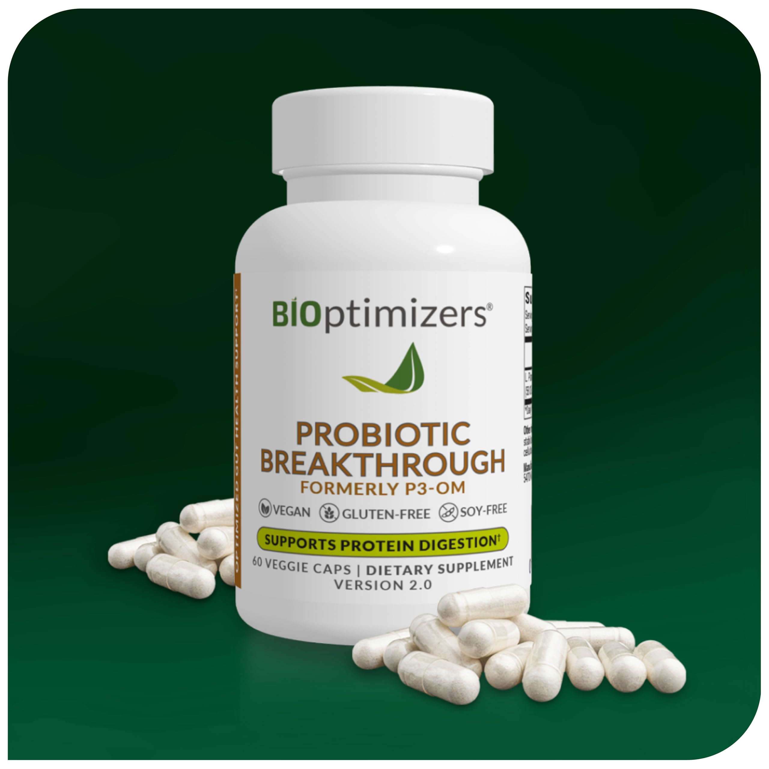 BIOptimizers Probiotic Breakthrough – Lactobacillus Plantarum OM Probiotics & Prebiotics Health Supplement for Gut, Digestive & Immune Support Probiotics for Women Men Elderly– 60 Vegan Capsules