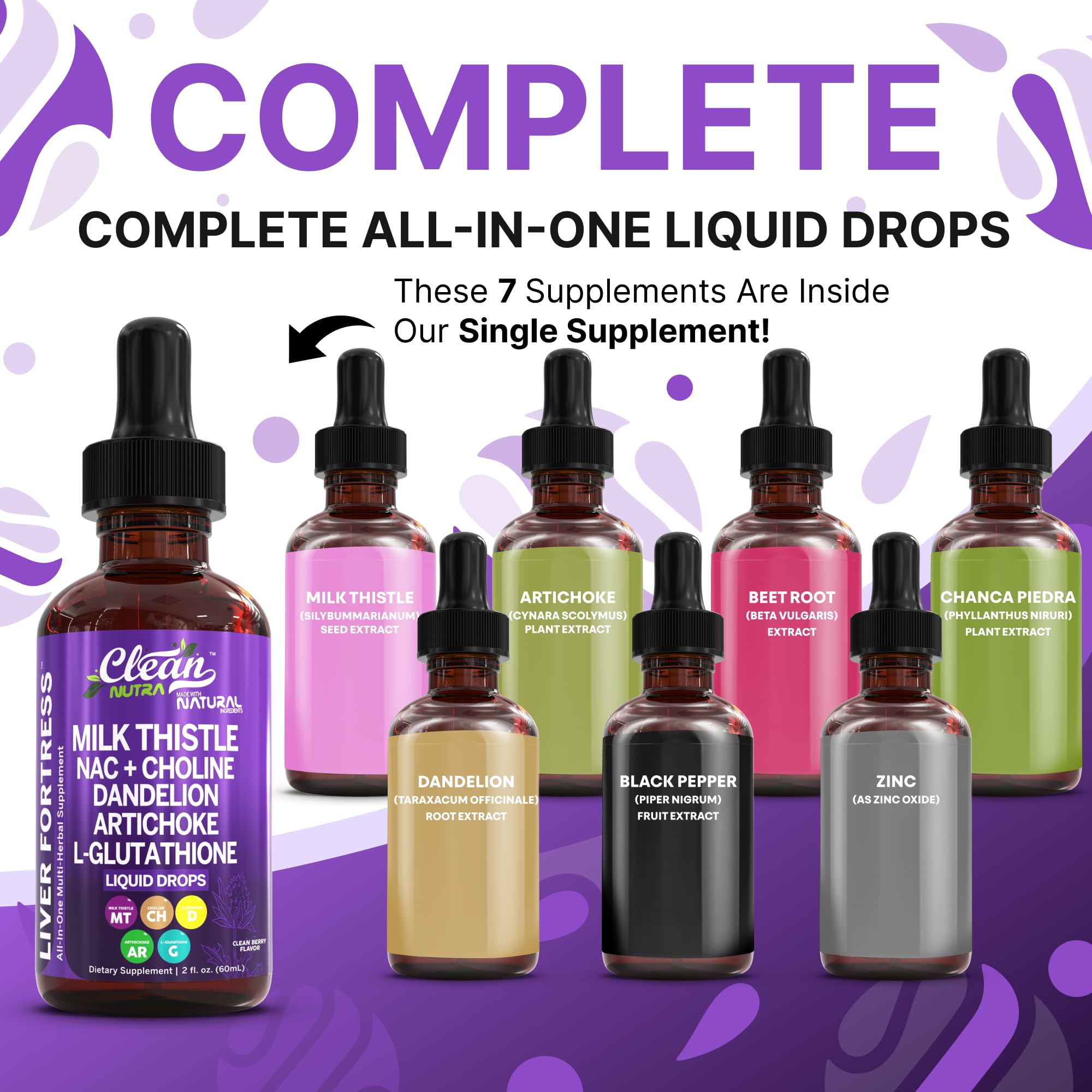 Milk Thistle NAC Liver Cleanse Detox & Repair Supplement Liver Support Liquid Drops with Dandelion Extract, Artichoke, Chanca Piedra, Beet Root, Choline, L-Glutathione, Ginger, Burdock, Schisandra (2)