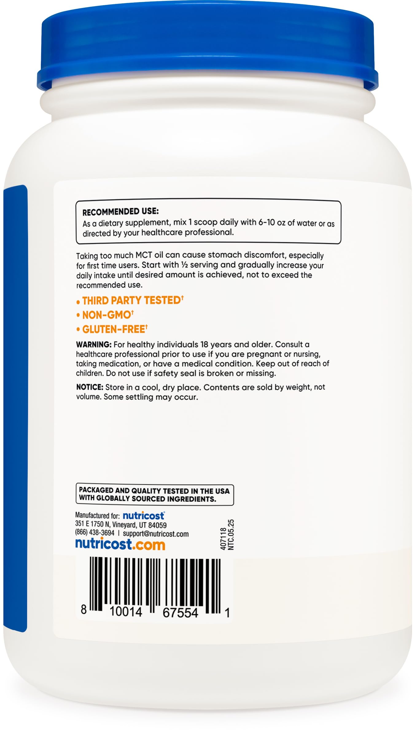 Nutricost C8 MCT Oil Powder 2LBS (32oz) - 95% C8 MCT Oil Powder
