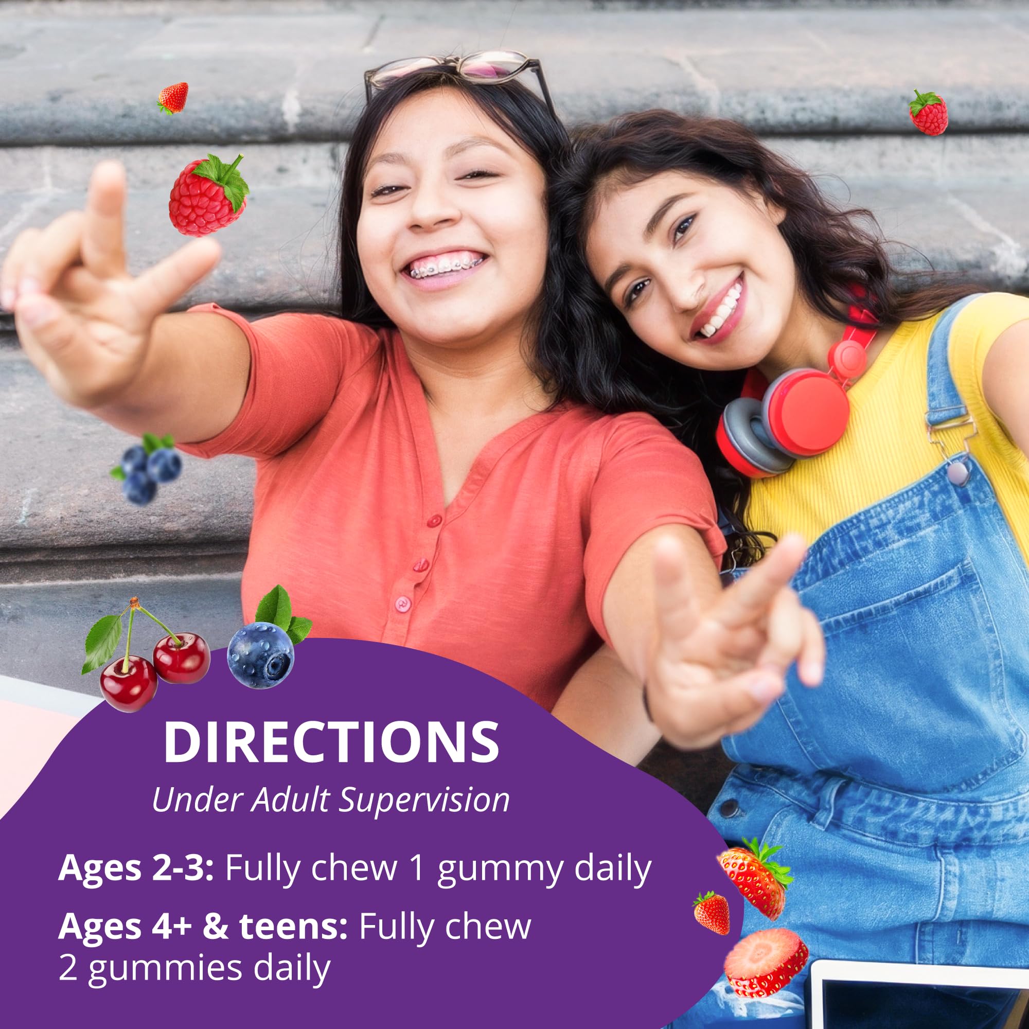 NuBest Tall Gummies for Kids Age 2+ & Teens | Bone Strength, Immunity, Digestive Health with Calcium, Vitamin D3, K2, B Complex, Magnesium, Zinc | 20+ Vitamins Berries Gummies, No Added Sugar