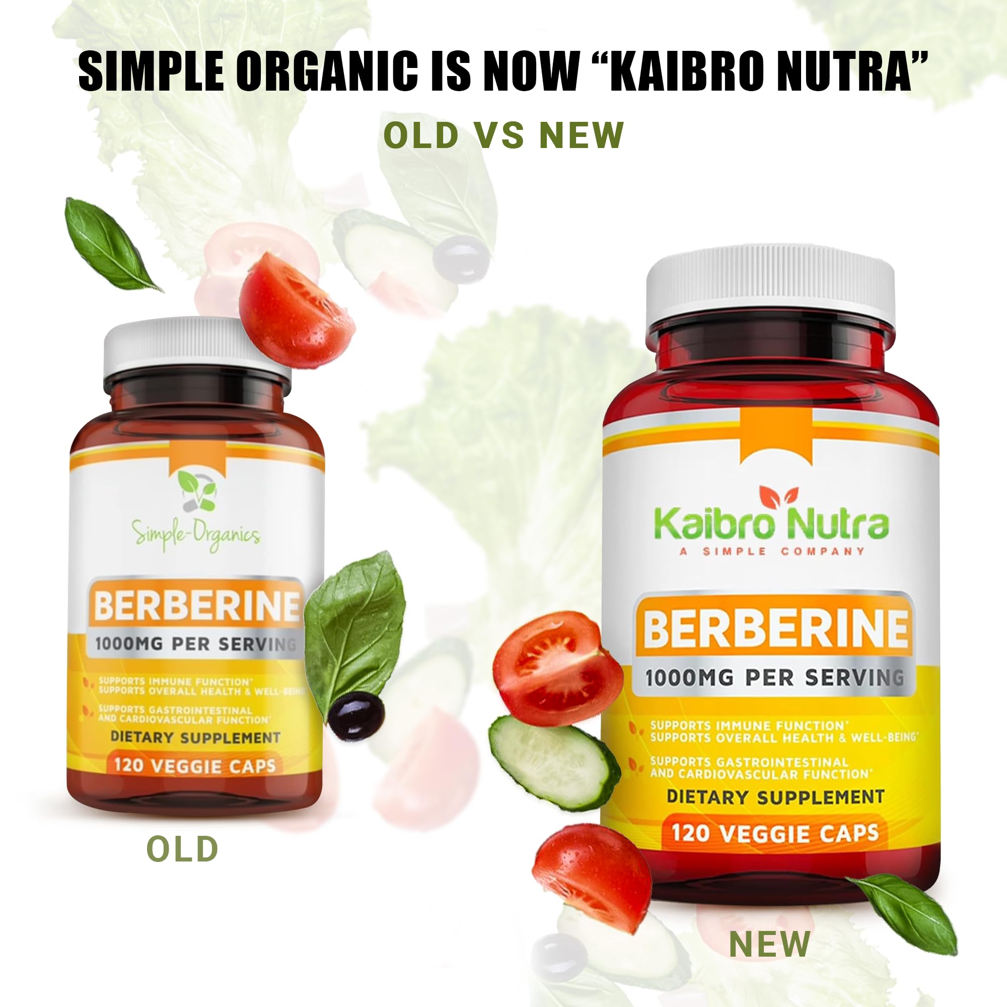 Kaibro Nutra Berberine Supplement 1000mg, Berberine HCL for Immune System, Glucose Support, Circulatory & Gastrointestinal Health, Vegan & Gluten-Free, 120 Capsules