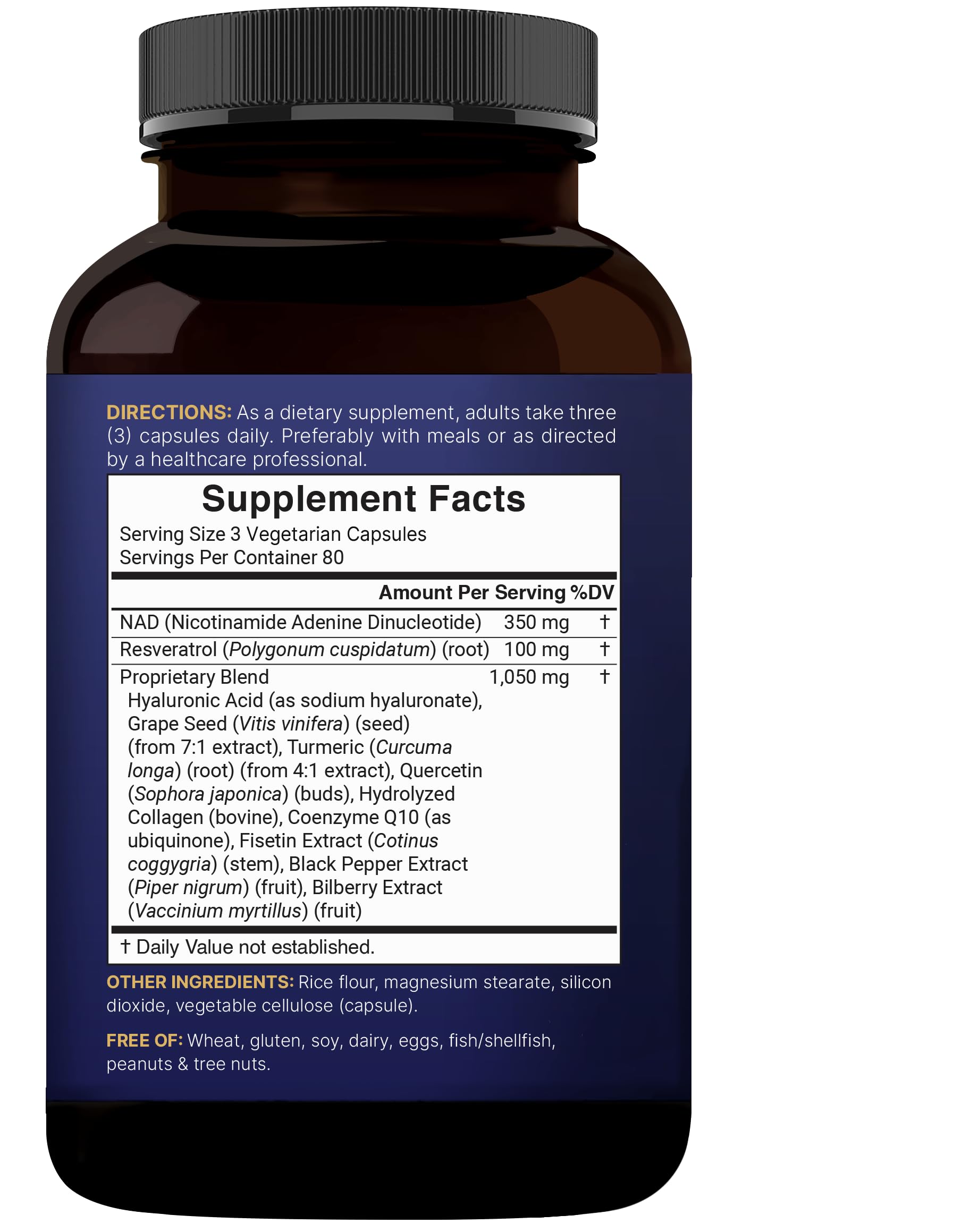 NatureBell NAD+ Complex 1,500mg Per Serving, 240 Veggie Capsules | NMN Supplement Alternative | NAD Plus Resveratrol, Hyaluronic Acid, Quercetin, Fisetin, Collagen, & More – Non-GMO