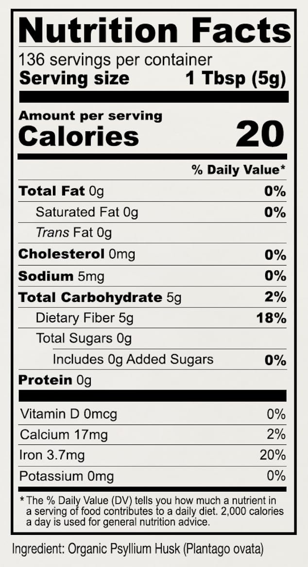 Anthony's Organic Whole Psyllium Husks, 1.5 lb, Dietary Fiber, Gluten Free, Non GMO, Keto Friendly