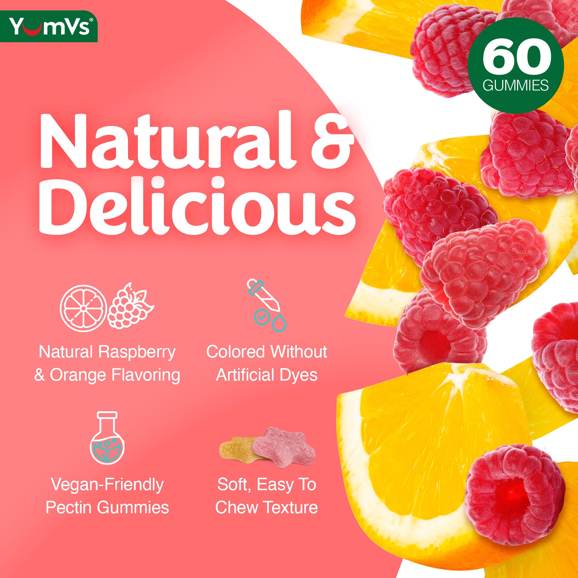 YUM-V'S Glucose Gummies – Fast Acting Glucose Chewable Gummies – Great Tasting – Gluten Free, Vegan, Non-GMO – Orange & Berry Natural Flavor – 60 Chewable Gummy for Adults & Kids (Pack of 2)