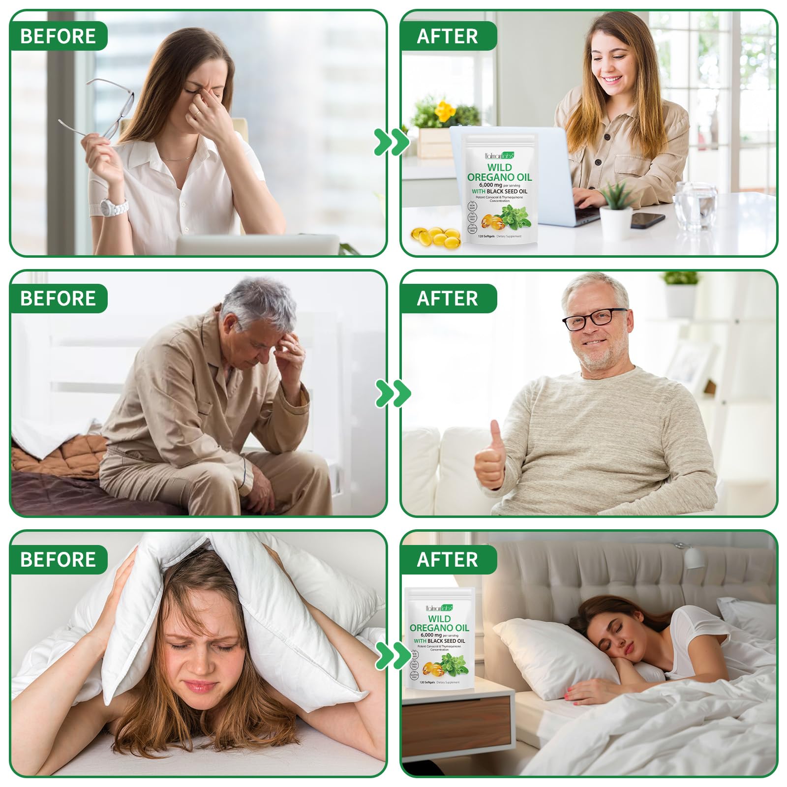 Tooffi Oil of Oregano Capsules - 2 in 1 6000mg Oil of Oregano with Black Seed Oil 200mg - Oregano Oil Supplement Capsules - Digestive Support & Antioxidant, Non-GMO Digestive Support (2 Pack)