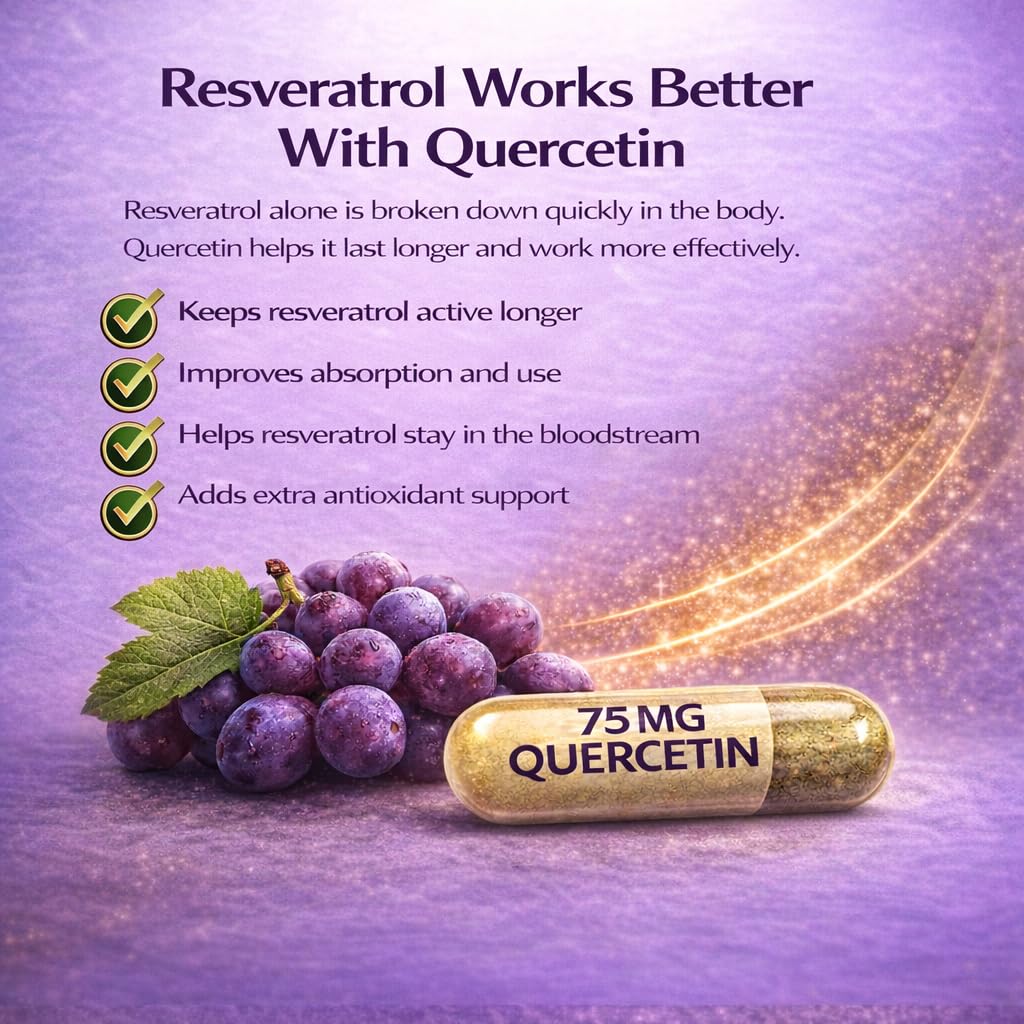 Purity Labs Trans-Resveratrol Supplement 5,000 mg Equivalent per Serving with Quercetin, USDA Organic High Potency Antioxidant, Vegan Capsules, 90 Count