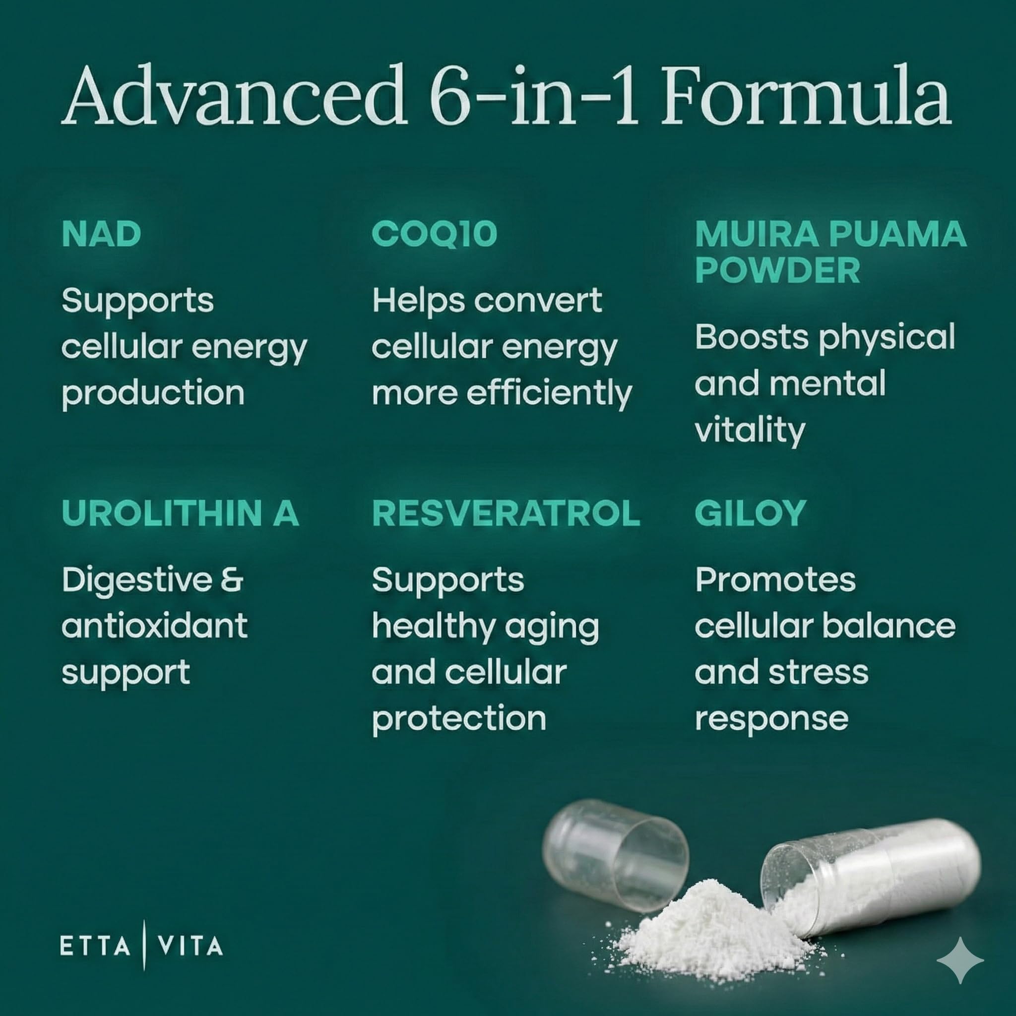 Liposomal NAD+ Supplement - Resveratrol, Urolithin A, CoQ10 & Muira Puama (Made in USA) NAD Supplement for Natural Energy, Brain Fog, Digestion, Detox, Gut Health, Microbiome, NR NMN Replacement