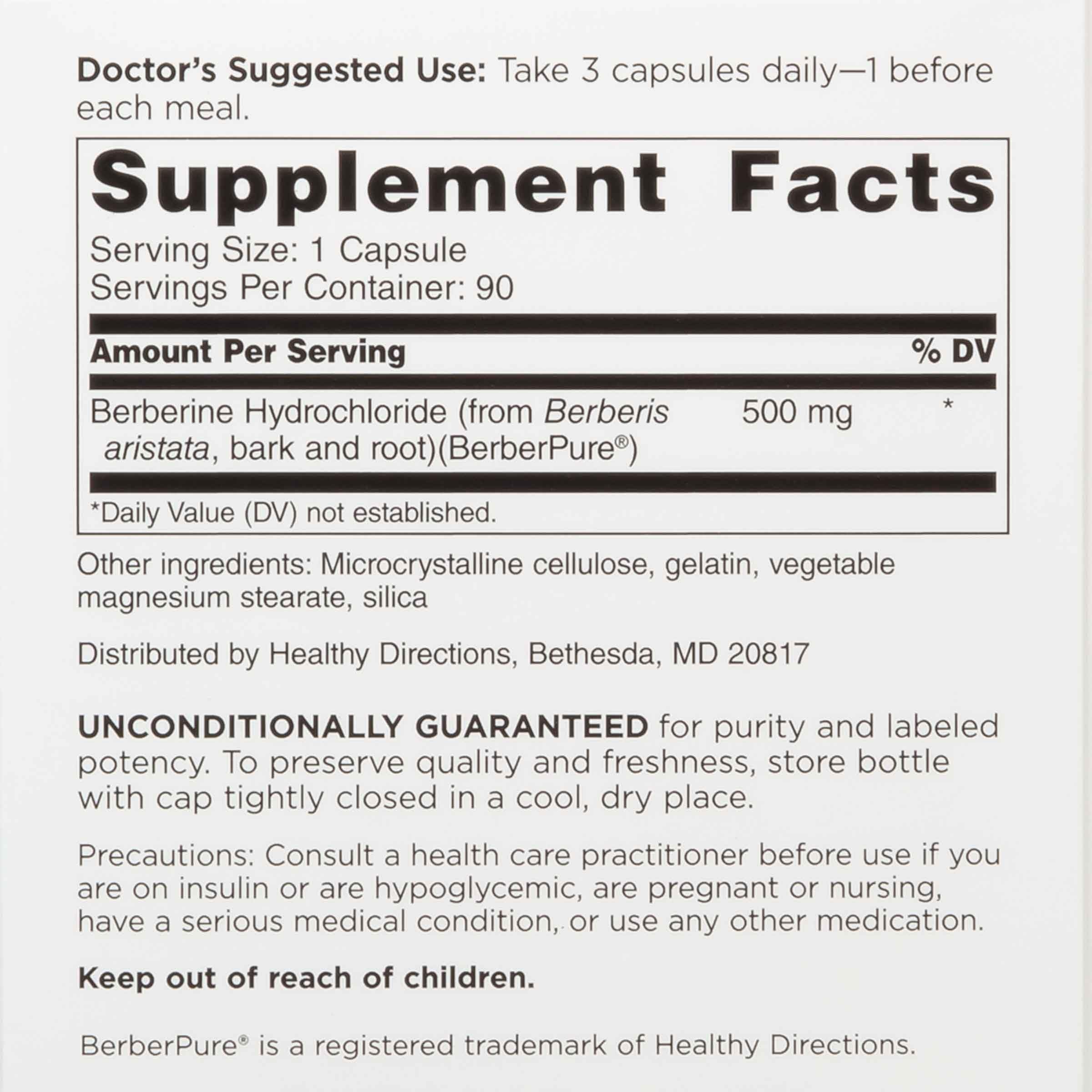 DOCTORS' PREFERRED Berberine Clinical Grade Supplement - Doctor Formulated | 1500 mg per Daily Serving | 90 Count