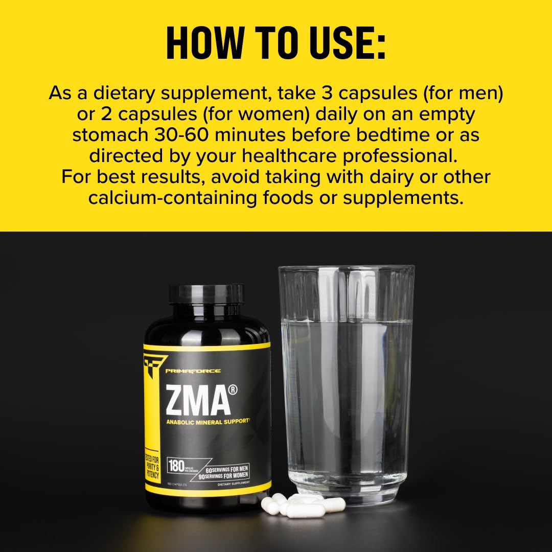 Primaforce ZMA Dietary Supplement, 180 Capsules
