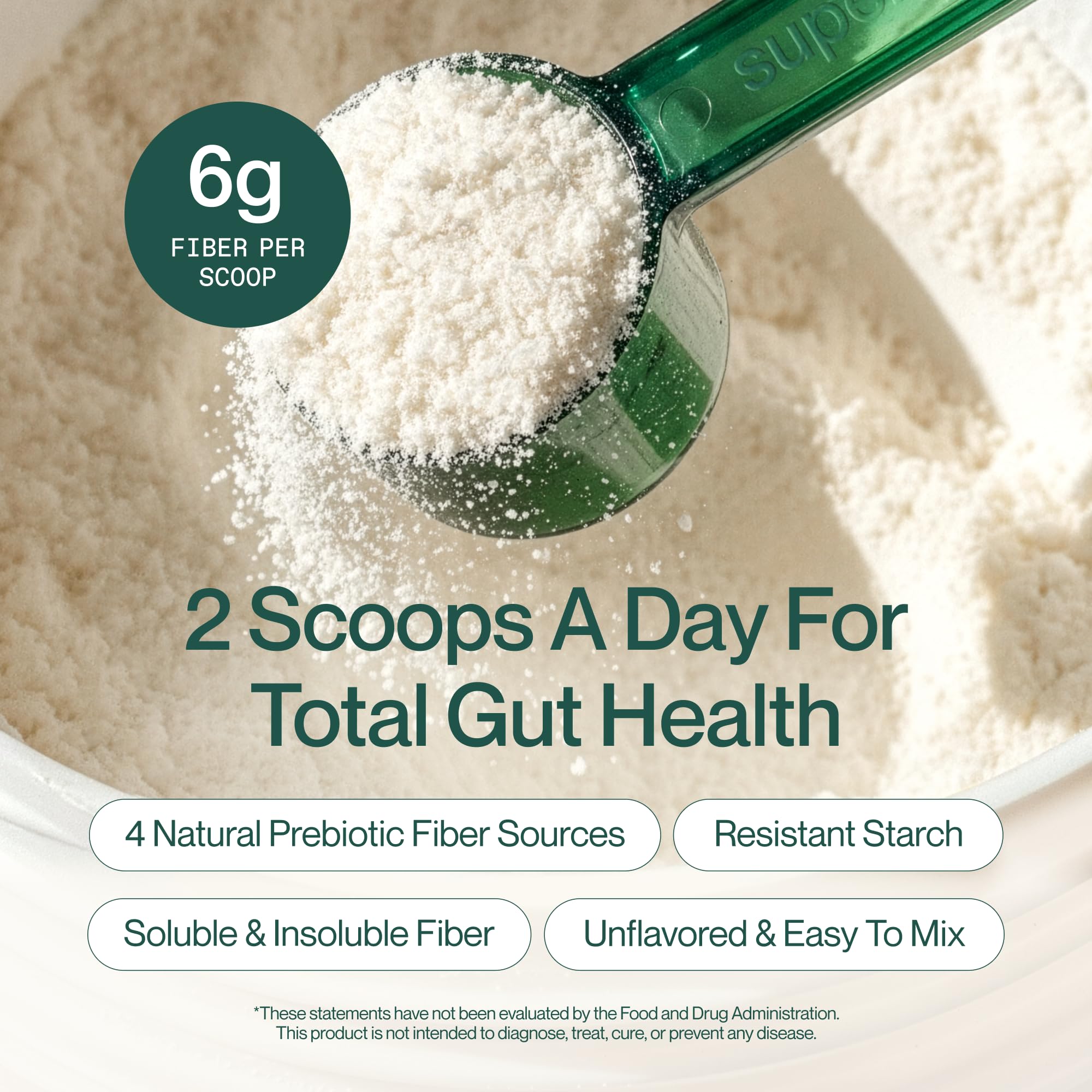 Supergut Foundational Daily Fiber Powder, Sugar Free & Vegan Prebiotic Fiber Blend for Gut Health & Digestive Support, Supplement for Men & Women with Solnul & Sunfiber, Unflavored, 20 Servings