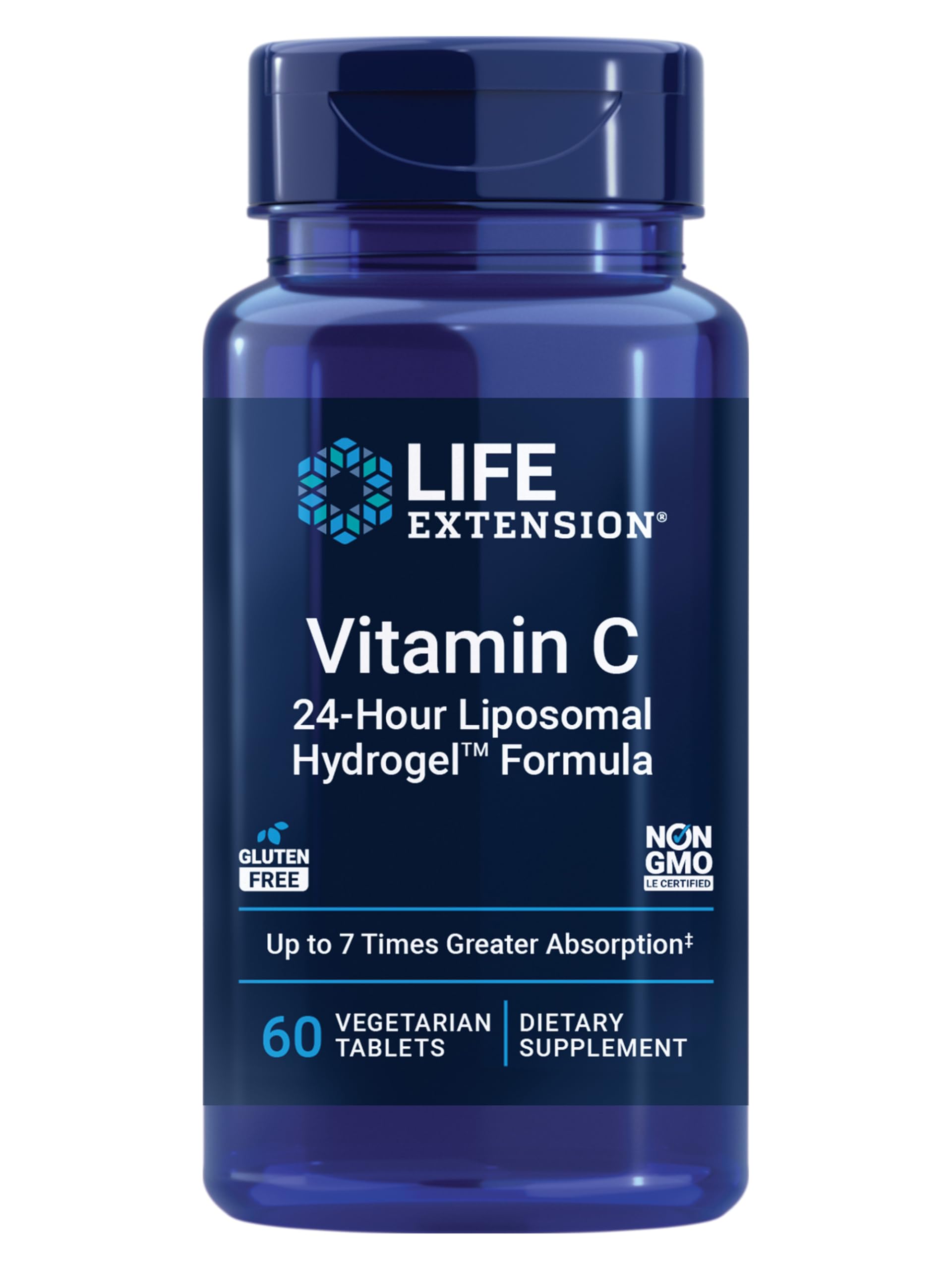 Life Extension Vitamin C 24-Hour Liposomal Hydrogel™ Formula, absorbs Better Than Standard Vitamin C, up to 24 Hours, get The Most Out of Your Vitamin C, Gluten-Free, Non-GMO, Vegetarian, 60 Tablets
