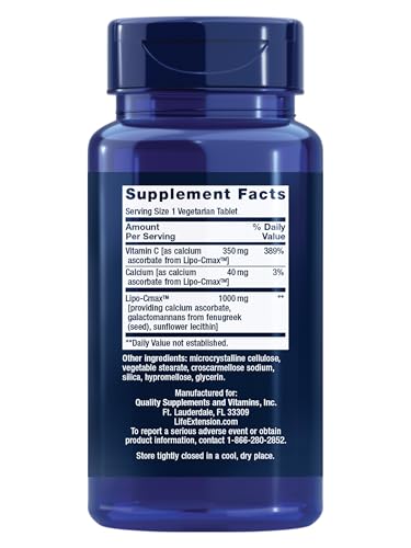 Life Extension Vitamin C 24-Hour Liposomal Hydrogel™ Formula, absorbs Better Than Standard Vitamin C, up to 24 Hours, get The Most Out of Your Vitamin C, Gluten-Free, Non-GMO, Vegetarian, 60 Tablets