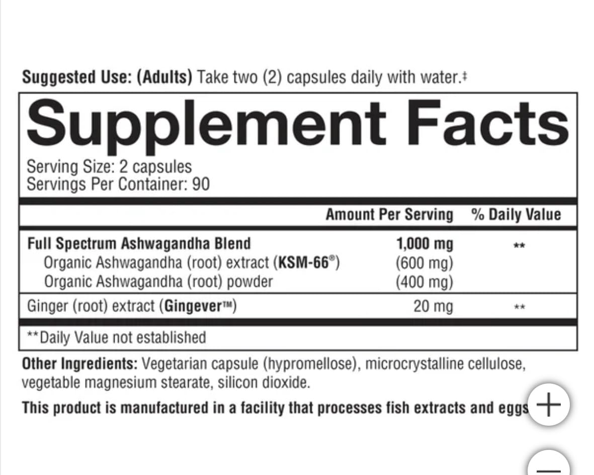 Youtheory Ashwagandha 1000mg with KSM-66 - Helps Support a Healthy Stress Response,180 Capsules (Pack of 1)