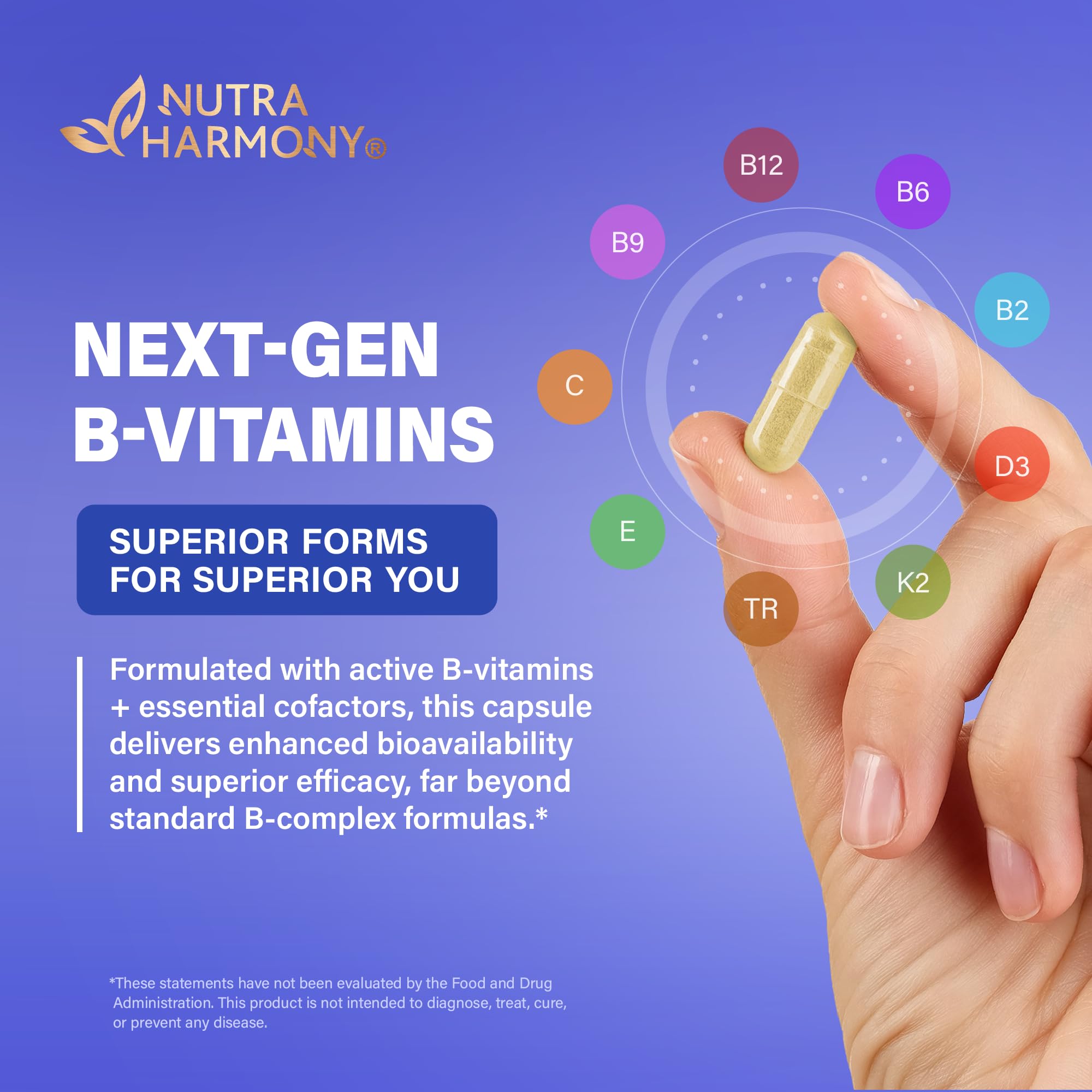 Vitamin B Complex Methylated - B-Complex with Methylfolate & B12 - Bioavailable for Men & Women - 9-in-1 Methylated Multivitamin - Energy, Brain & Mood - Vegan - Made in USA - 120 Capsules, One/Day