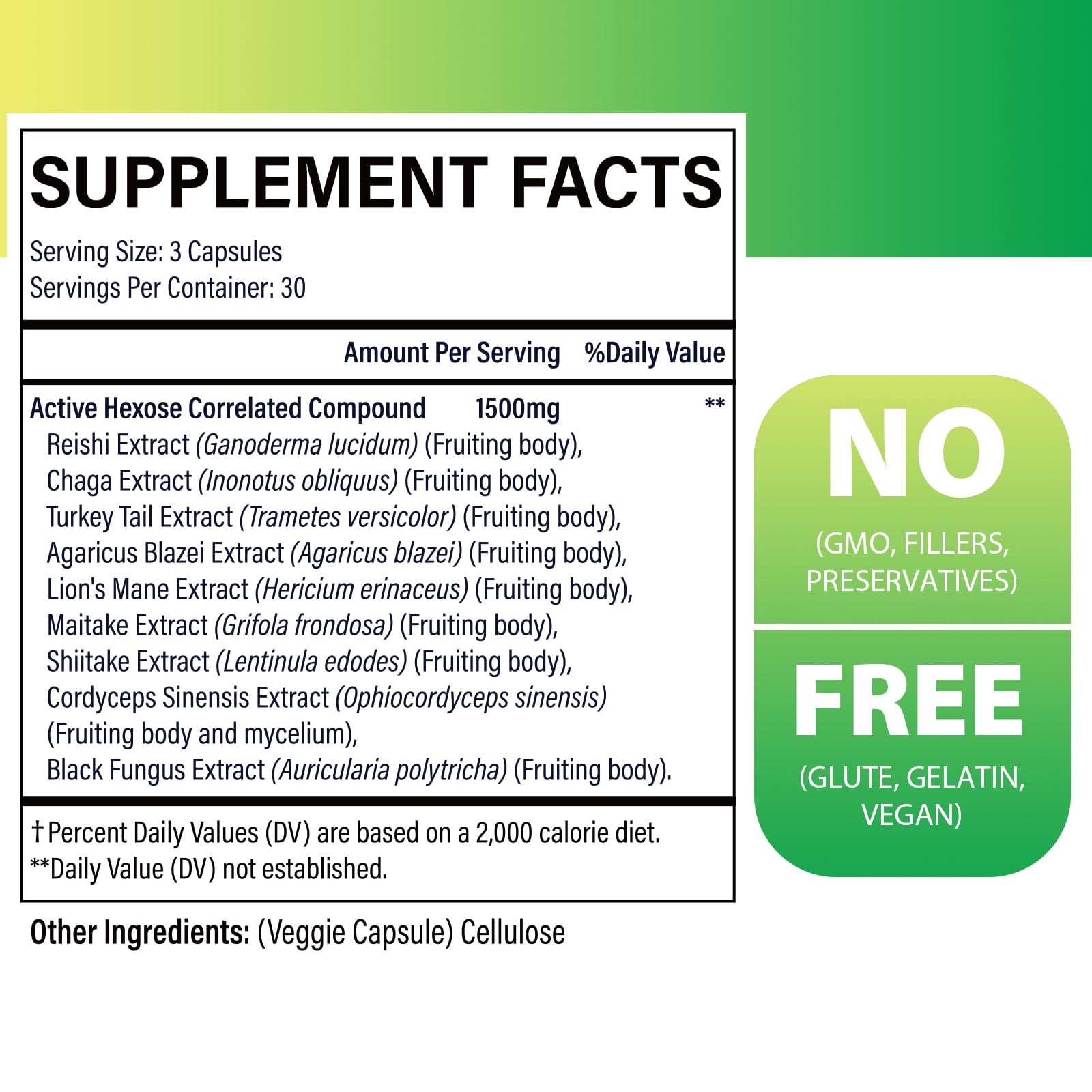 SZCZEKIN Active Hexose Correlated Compound 1500 mg Supplement, Natural 8 Mushroom Extract Supplement, Immune System, Liver Function, Natural Killer and T Cells Activity, 90 Veggie Capsules