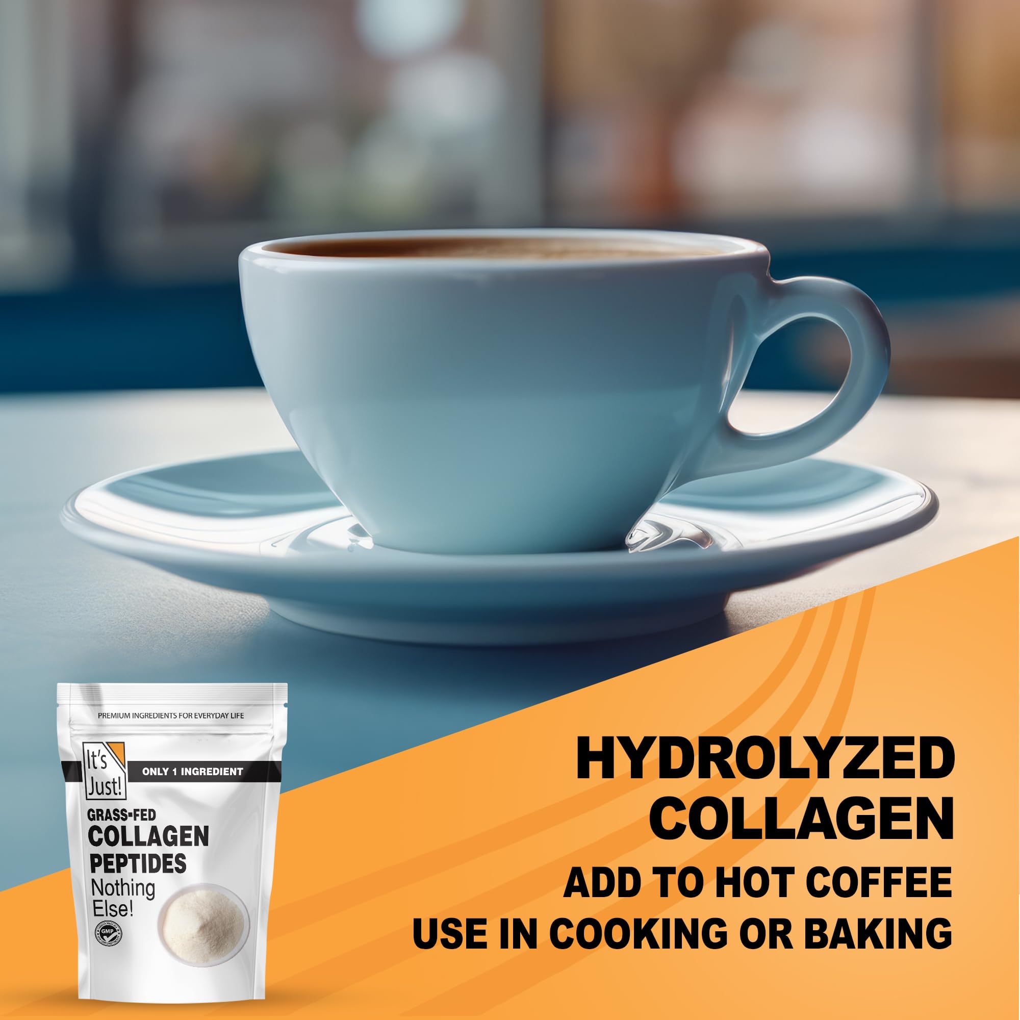 It's Just! - Collagen Peptides (1.25lb) Grass-Fed Protein Powder, Unflavored, GLP-1 Friendly, Heavy Metal Tested by 3rd Party Lab, Type I & III, Hydrolyzed to Dissolve Quickly, 20oz