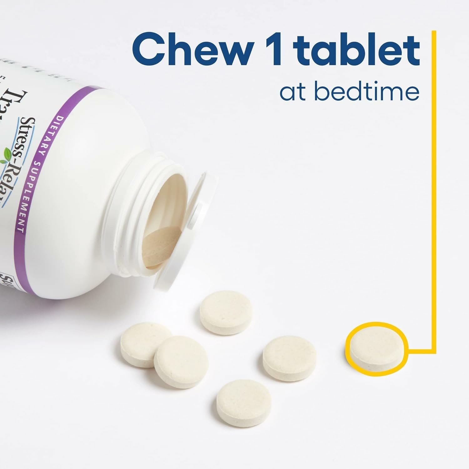 Natural Factors Tranquil Sleep - Calm Sleep Health Supplement - Relaxation Support Supplement with Melatonin & 5-HTP - 60 Chewable Tablets (30 Servings)