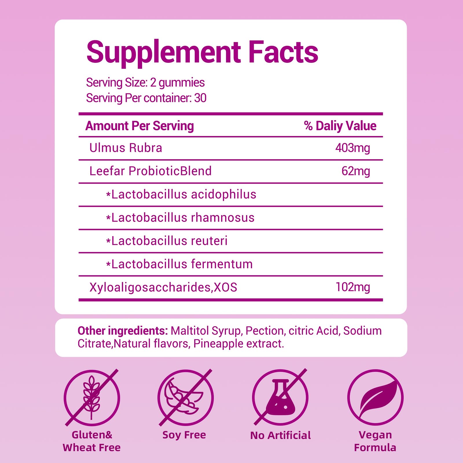 Faizalybova Her Juicy Feminine Probiotics Gummies with Slippery Elm, Tropical Pineapple Flavor | Supports ph Balance for Women, Digestive & Immune Health | 60 Gummies (1 Pack)