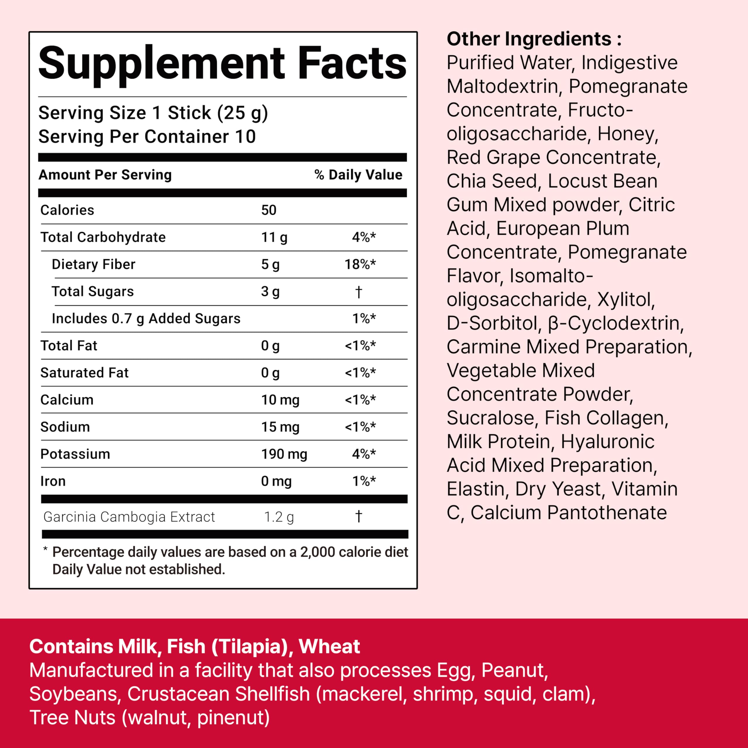 FOODOLOGY Coleology Cutting Stick Jelly (Pomegranate) – Dietary Fiber Supplement for Healthy Weight Management, Chia Seeds & Garcinia Cambogia, Korean Beauty with Collagen (20 Counts, Pomegranate)