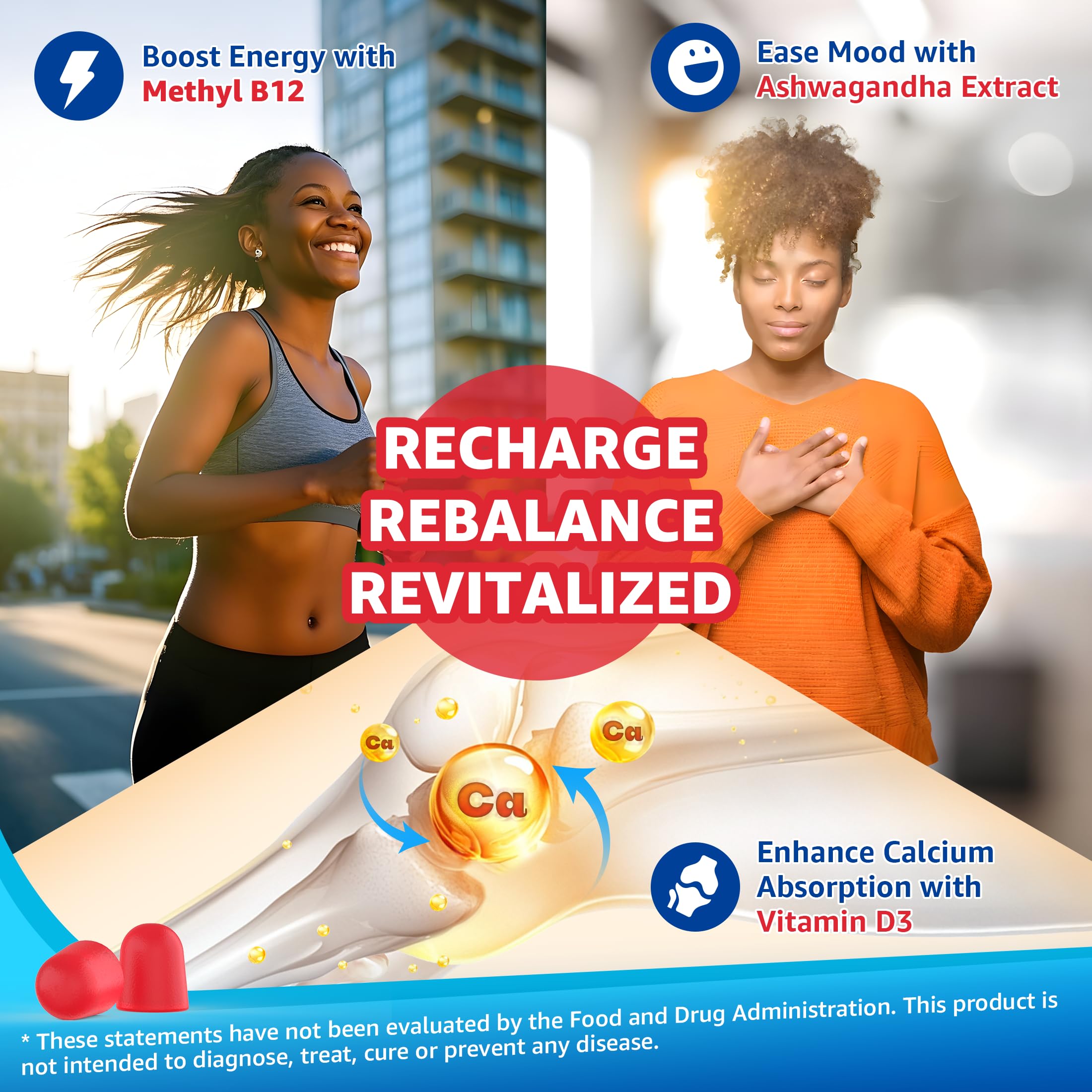 Magnesium Complex Gummies 400mg | as 8 Forms of Magnesium Glycinate, Malate, Citrate, Taurate, Oxide & More | w/Ashwagandha Extract, D3 & B12 Supports for Calm, Zzz, Mood, Muscle Cramp - Vegan 120Cts