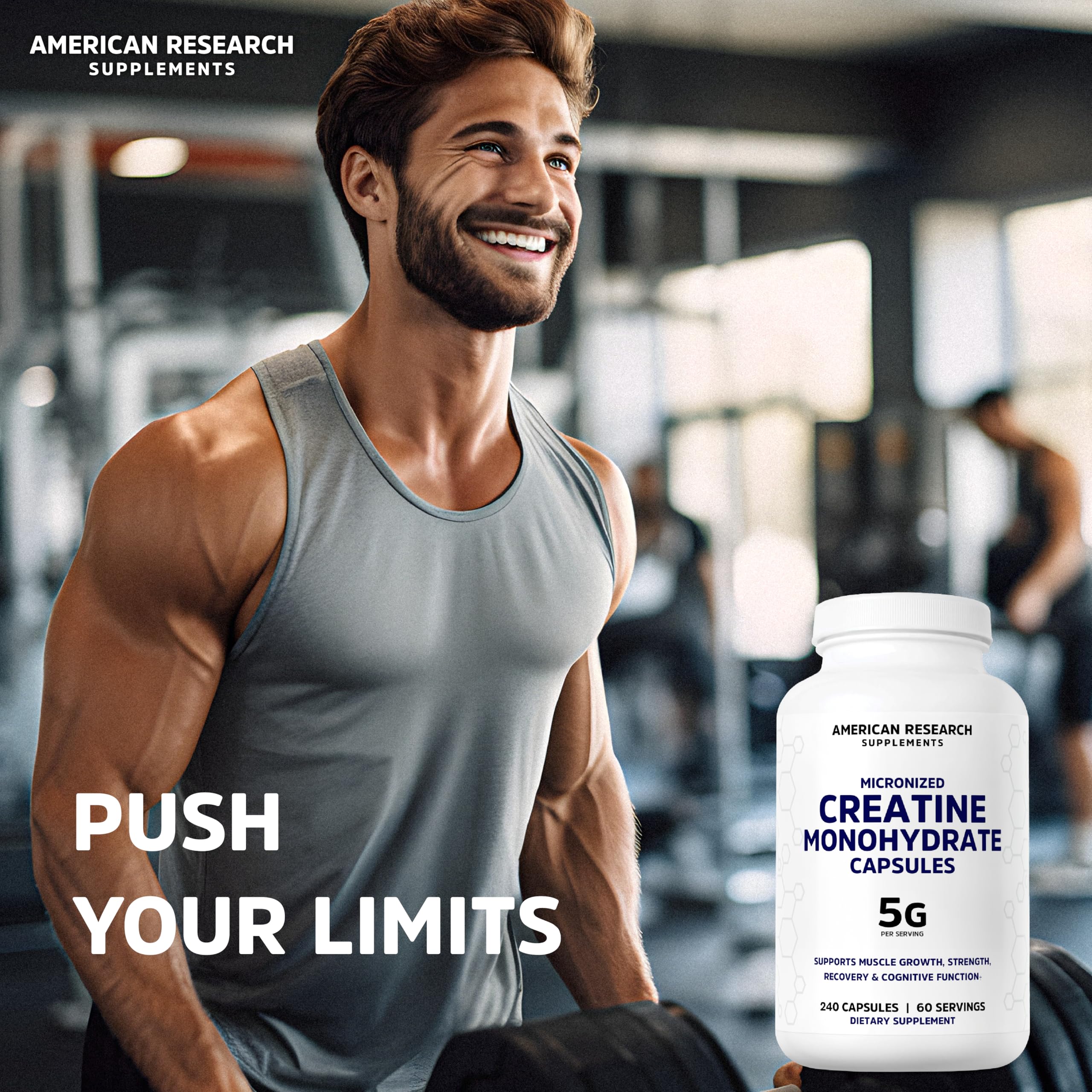 Creatine Monohydrate Capsules 5G | 60 Servings | Vegan | 4 Caps per Serving | Micronized Creatine Pills 5000mg | 240 Capsules | Creatine Pills For Men & Women | 2 Months Supply | Made Without Fillers