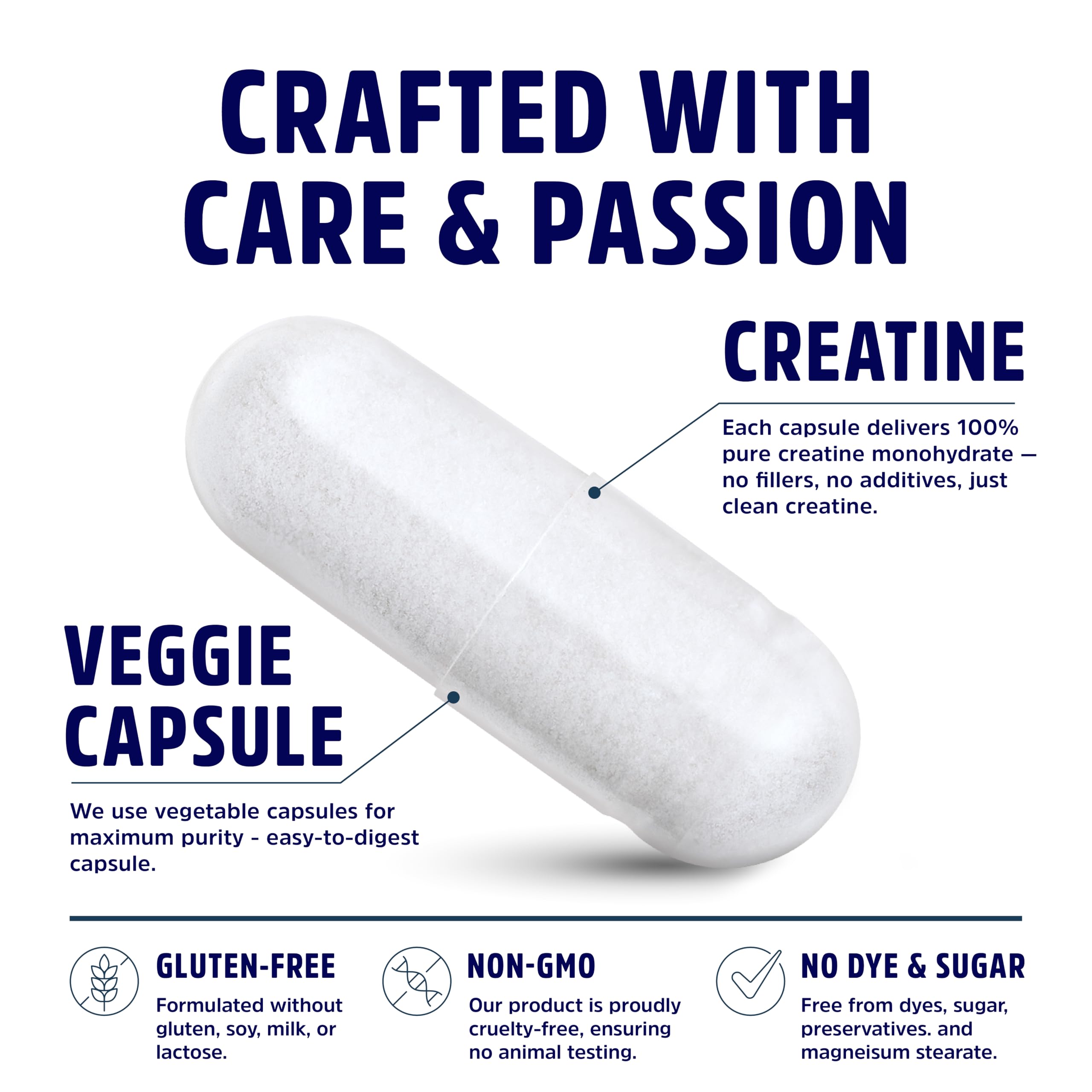 Creatine Monohydrate Capsules 5G | 60 Servings | Vegan | 4 Caps per Serving | Micronized Creatine Pills 5000mg | 240 Capsules | Creatine Pills For Men & Women | 2 Months Supply | Made Without Fillers