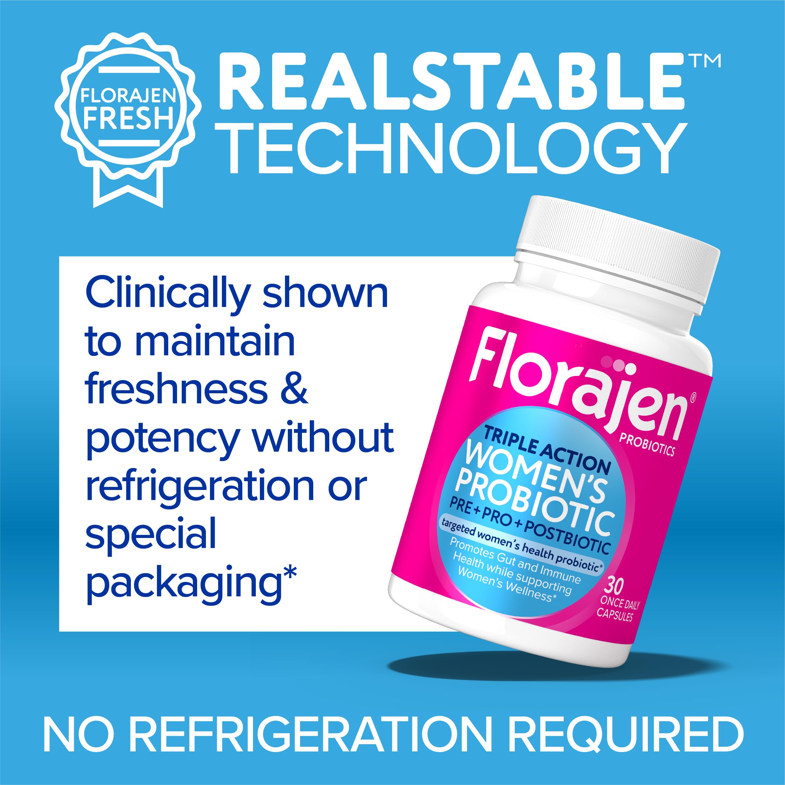 Florajen Women's Complete Triple-Action Prebiotic + Probiotic + Postbiotic for Digestive & Immune Support - Fast-Acting Relief from Constipation & Bloating - Gluten-Free - Vegan - Non-GMO - 30-Count