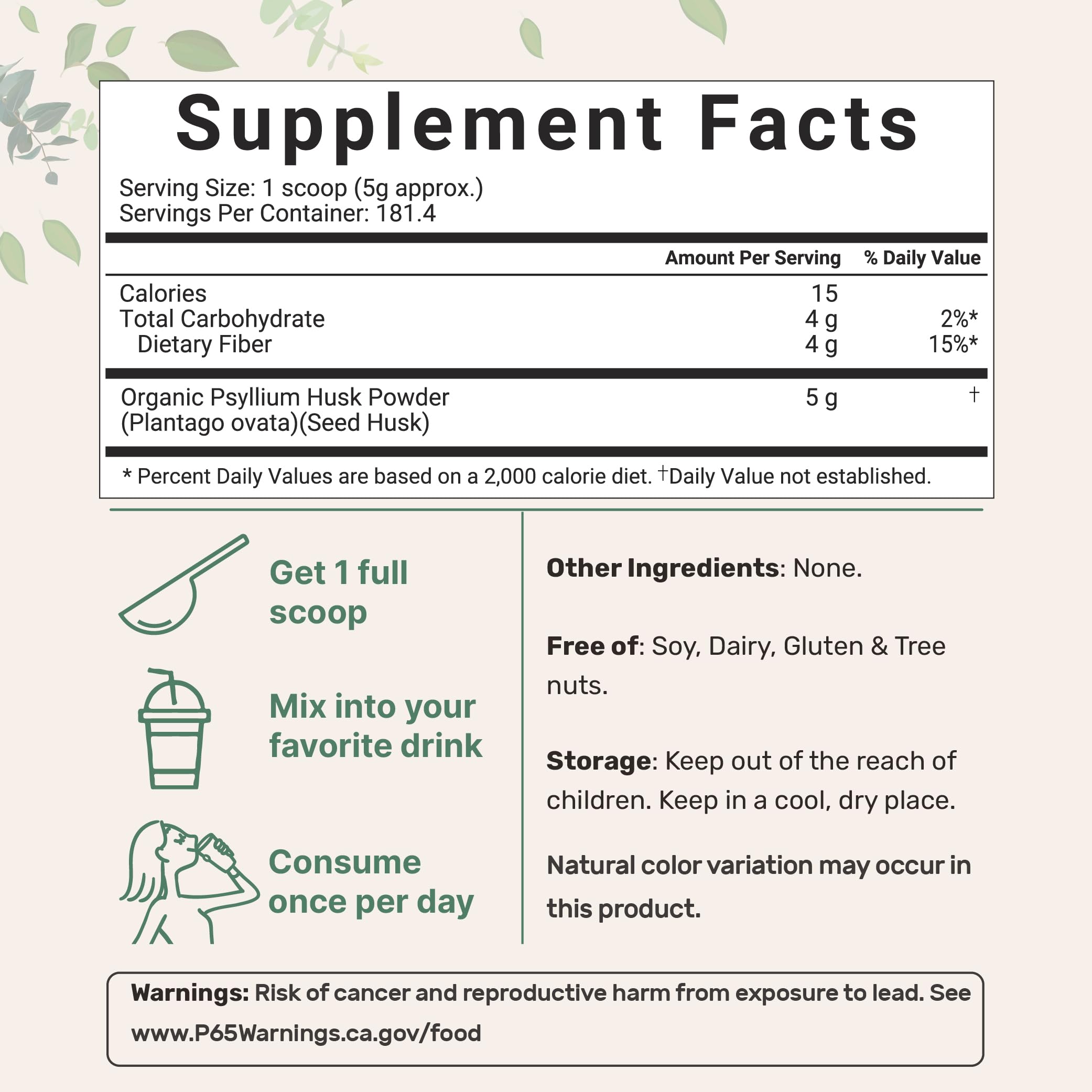 Micro Ingredients Organic Psyllium Husk Powder, 2lbs (32oz) | Daily Soluble Fiber Supplement | India Origin | Natural Prebiotics & Probiotics | Supports Digestive Health|Non-GMO, Keto Friendly, Vegan