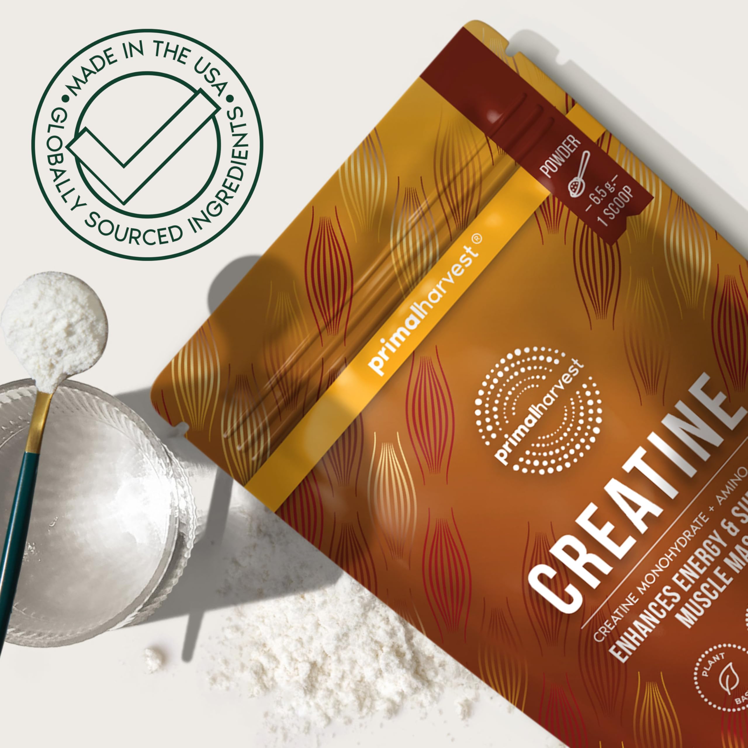 Primal Harvest Creatine Powder Supplement for Men and Women's Fitness, Workouts, and Muscle Growth, to Help Promote Recovery, Strength, Energy, and Endurance (1)