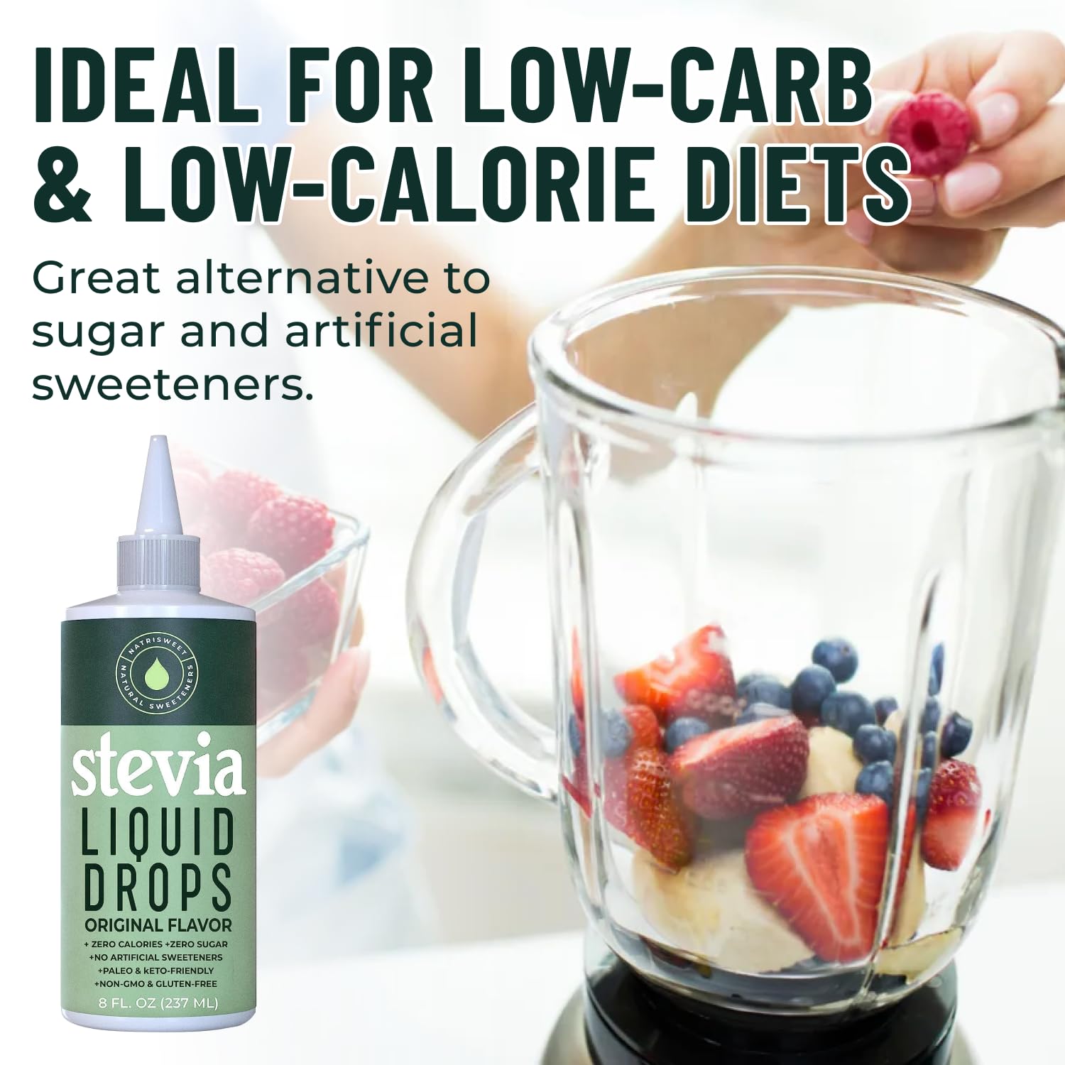 Stevia Liquid Drops, 8 Fl oz, 1823 Servings, Pure Concentrated Drops with Zero Calories & Zero Carbs, Delicious Sugar Substitute Great for Keto & Paleo Diets, by Natrisweet