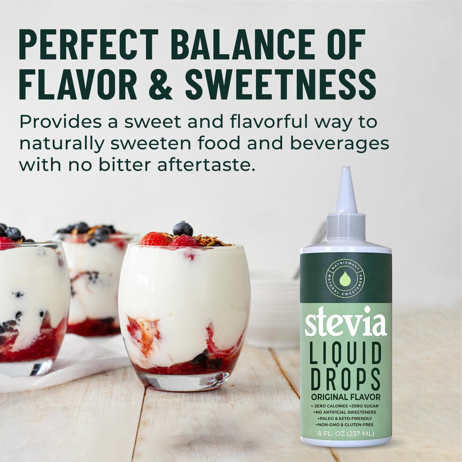 Stevia Liquid Drops, 8 Fl oz, 1823 Servings, Pure Concentrated Drops with Zero Calories & Zero Carbs, Delicious Sugar Substitute Great for Keto & Paleo Diets, by Natrisweet