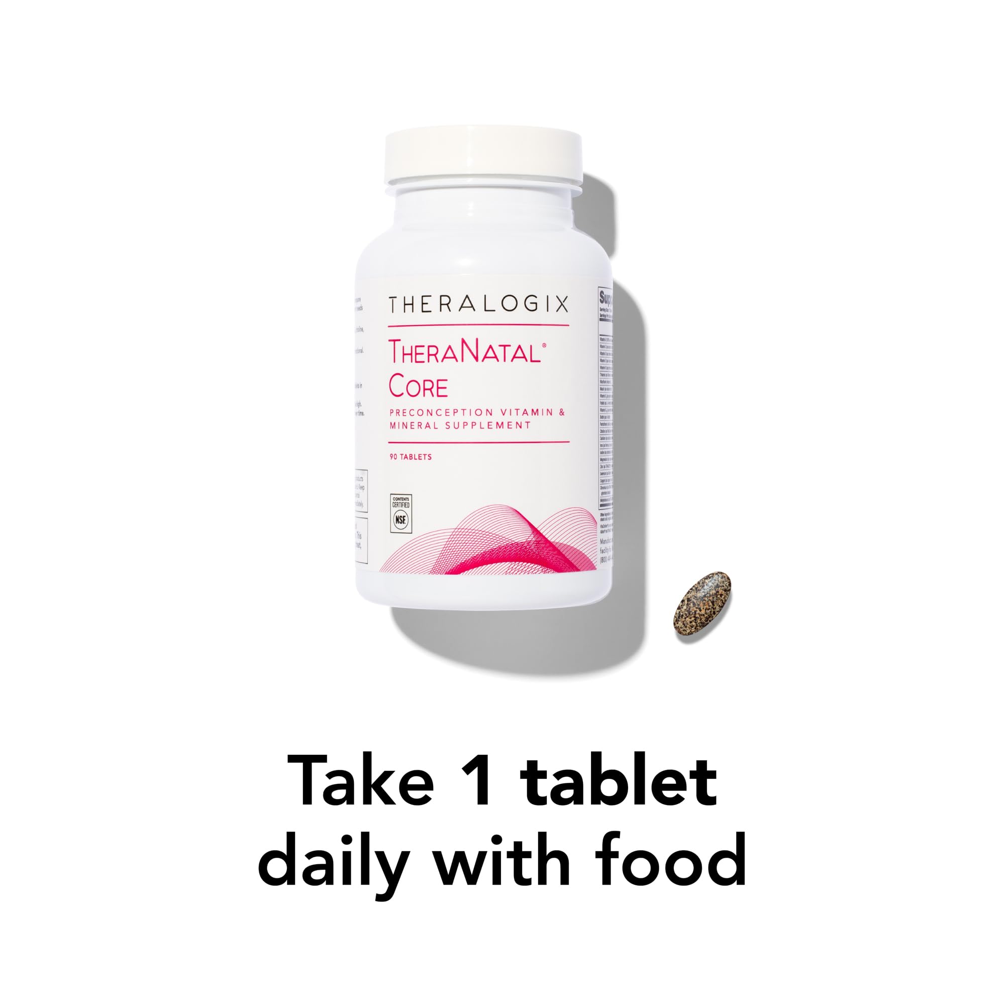 Theralogix TheraNatal Core Preconception Vitamin Supplement - 90-Day Supply - Prenatal Vitamins & Fertility Supplement for Women with Folate, Vitamin D3, Choline & More* - NSF Certified - 90 Tablets