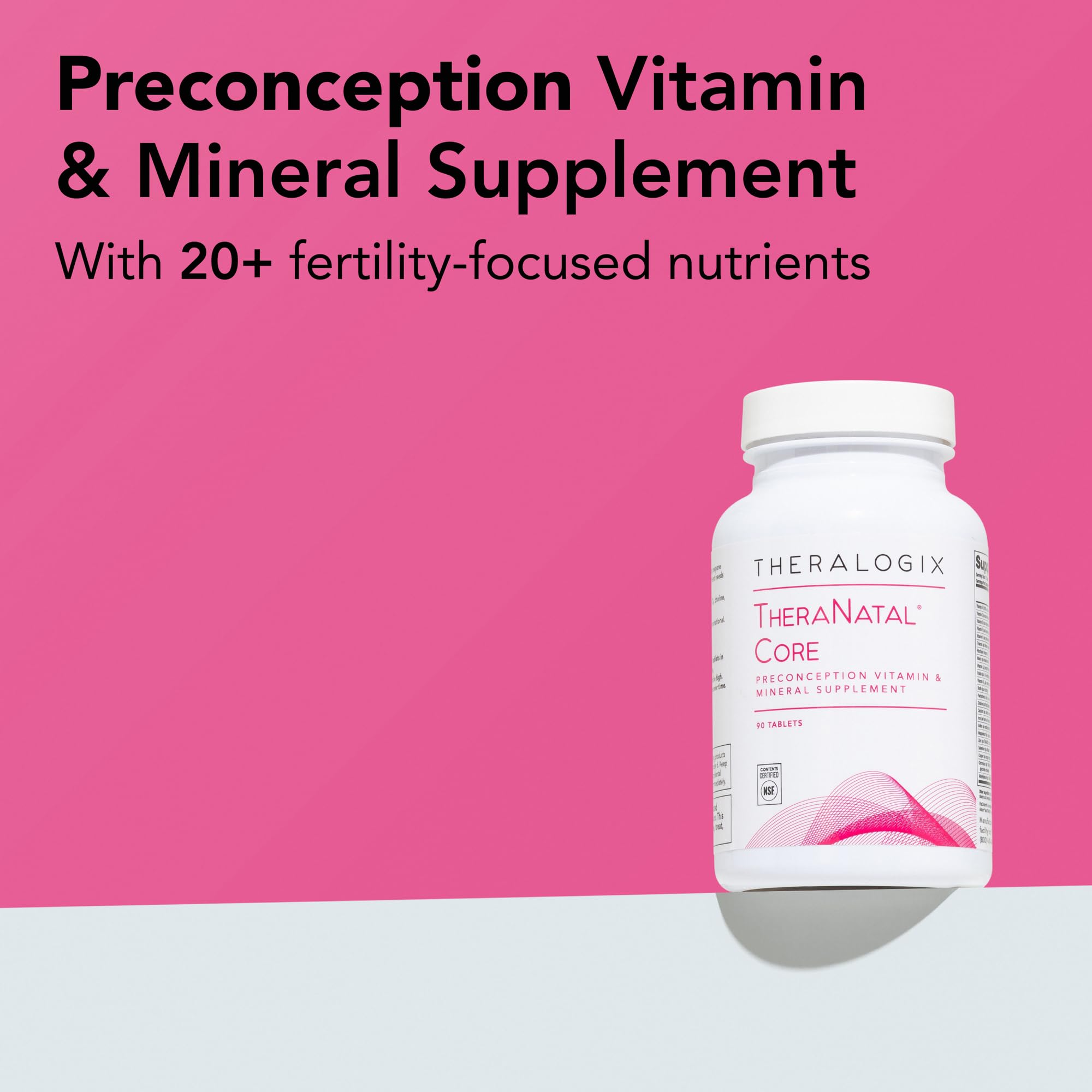 Theralogix TheraNatal Core Preconception Vitamin Supplement - 90-Day Supply - Prenatal Vitamins & Fertility Supplement for Women with Folate, Vitamin D3, Choline & More* - NSF Certified - 90 Tablets