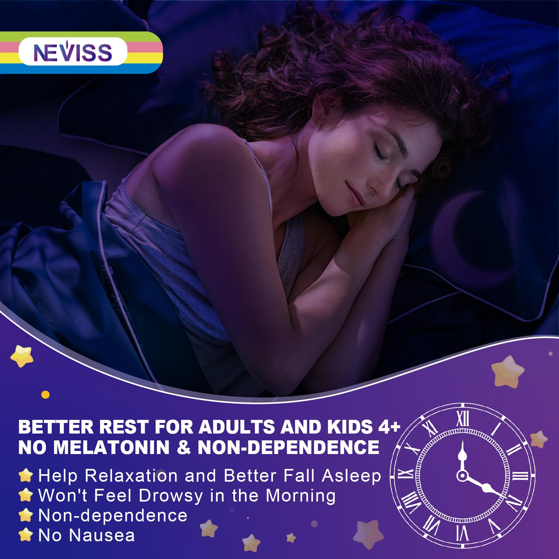 Neviss Magnesium Glycinate + Calcium Filled Gummies for Adults and Kids 4+, Kids Sleep Gummies Melatonin Free, Sugar Free Magnesium Supplement with B6 D3, L-Theanine for Zzz & Relax, Brain,Bone,Muscle