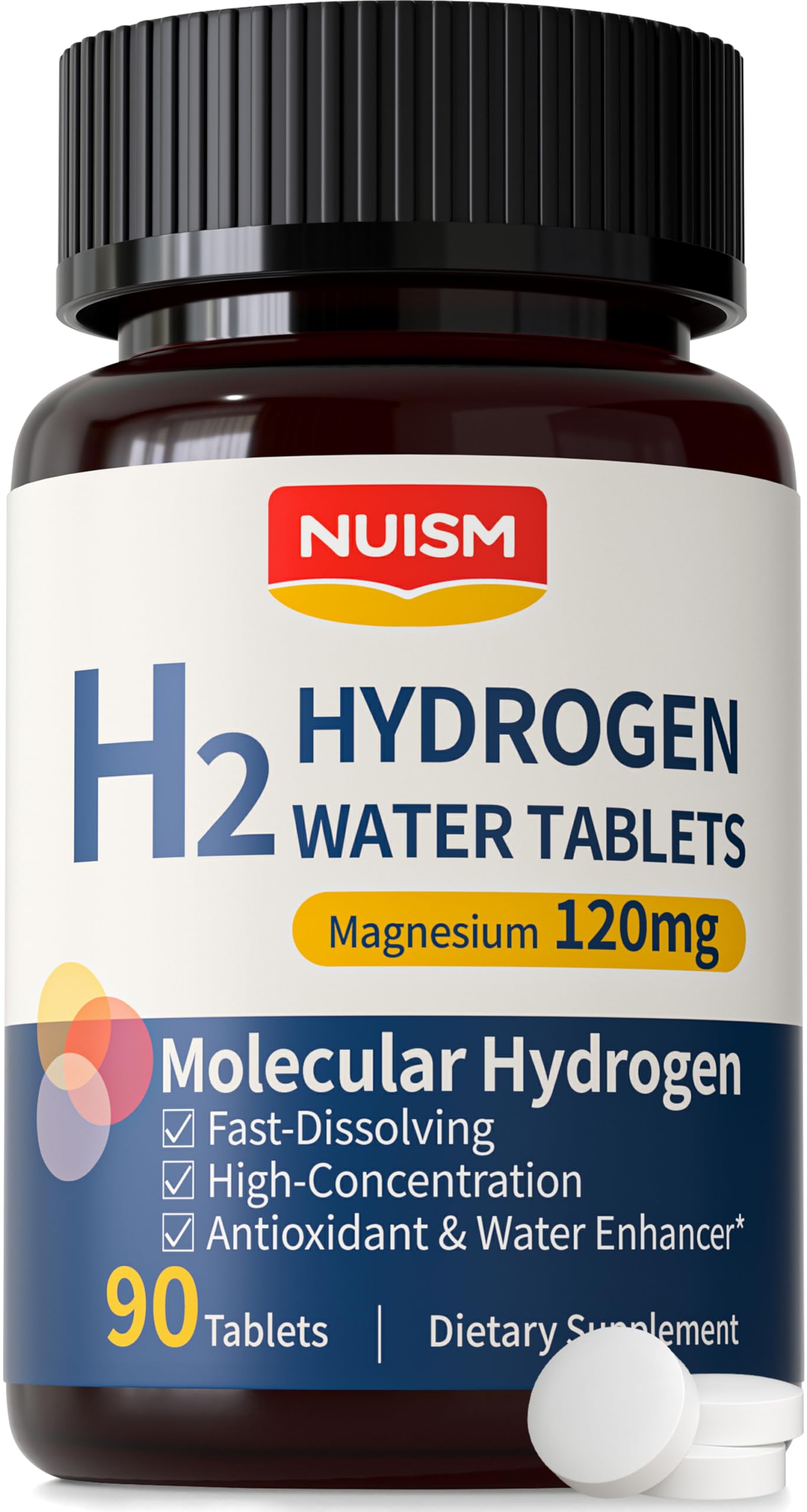 Nuism Hydrogen Water Tablets with Magnesium,Hydrogen Tablets for Drinking Water,Antioxidant and Cellular Health Support, H2 Molecular Tabs,90 Tablets