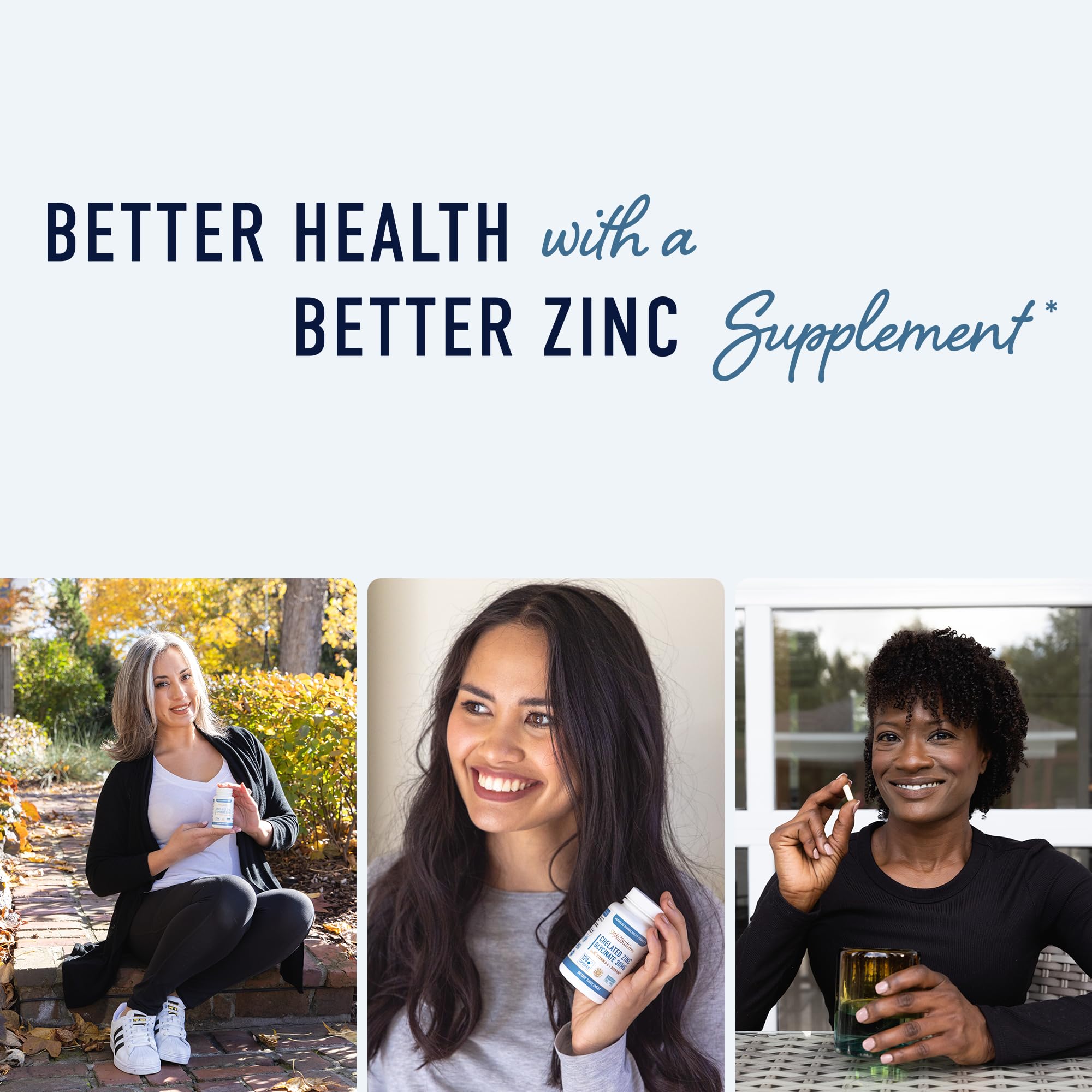 Chelated Zinc Supplements | Zinc Glycinate 30mg | Highly-Absorbable TRAACS Chelated Bisglycinate, Vitamin B6 and BioPerine | Immune Support, Acne & Energy | Non-GMO, Gluten-Free | 120 Capsules