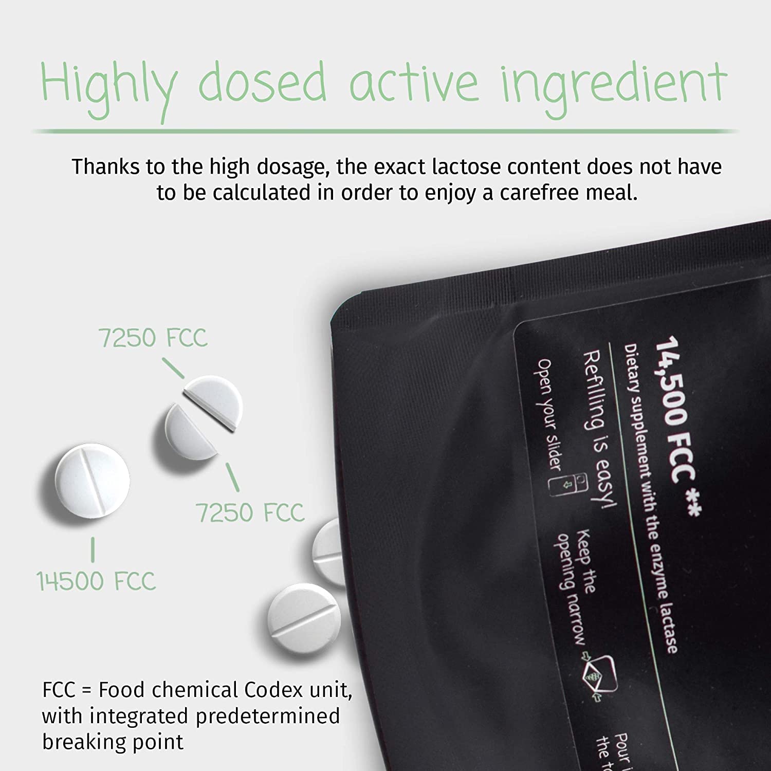 LactoJoy Lactase Pills 14.500 FCC I 240 Pieces Refill Package I Powerful Lactase Enzymes for Lactose Intolerance I Ultra Pure Lactase for Improved Digestion I 100% Vegan