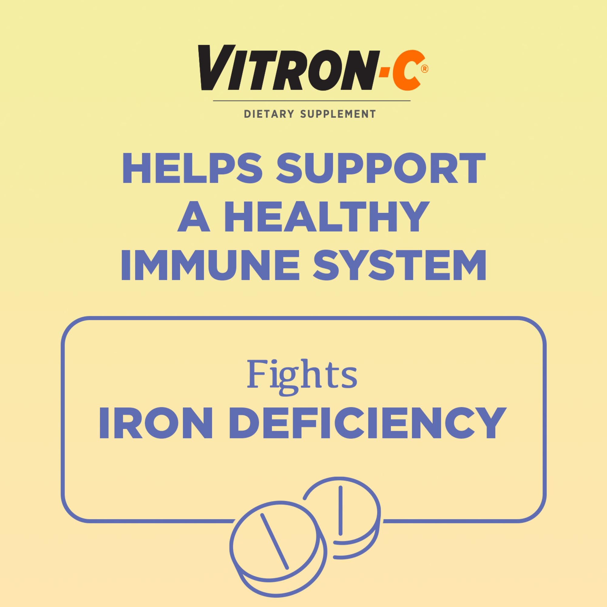 Vitron-C Iron Supplement for Women with Vitamin C, for Red Blood Cell Production & Immune Support, 60 Count